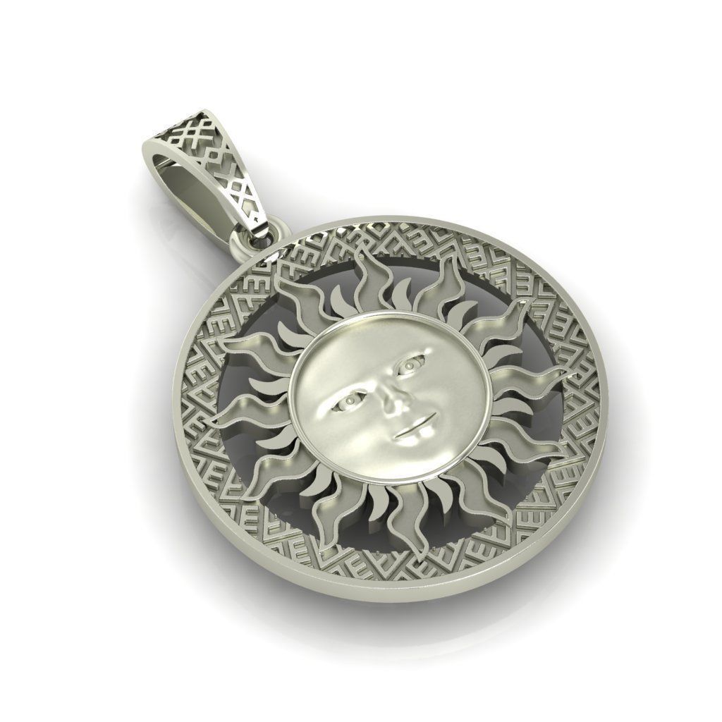 Sun face pendant Sun with a face 3D print model_8