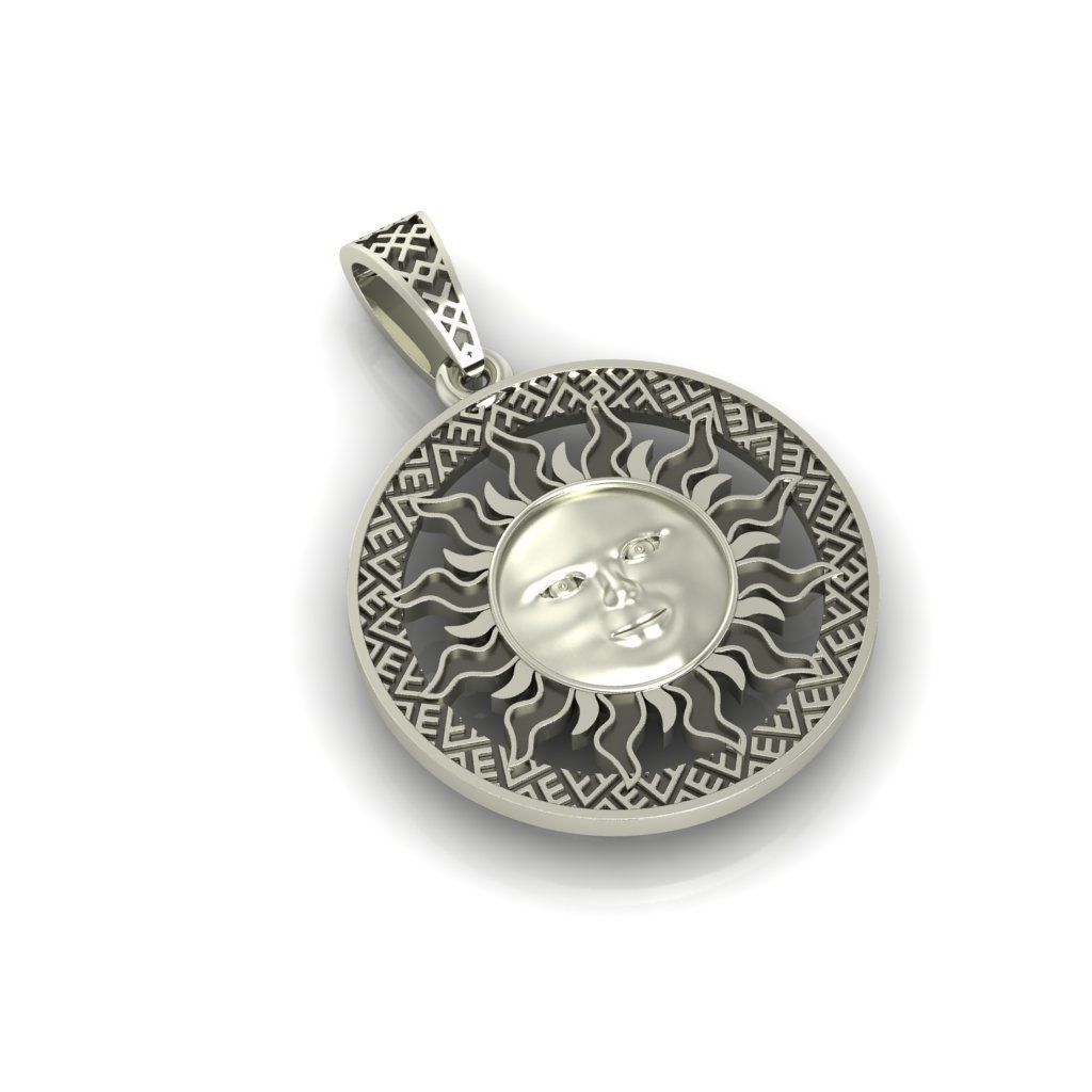 Sun face pendant Sun with a face 3D print model_7