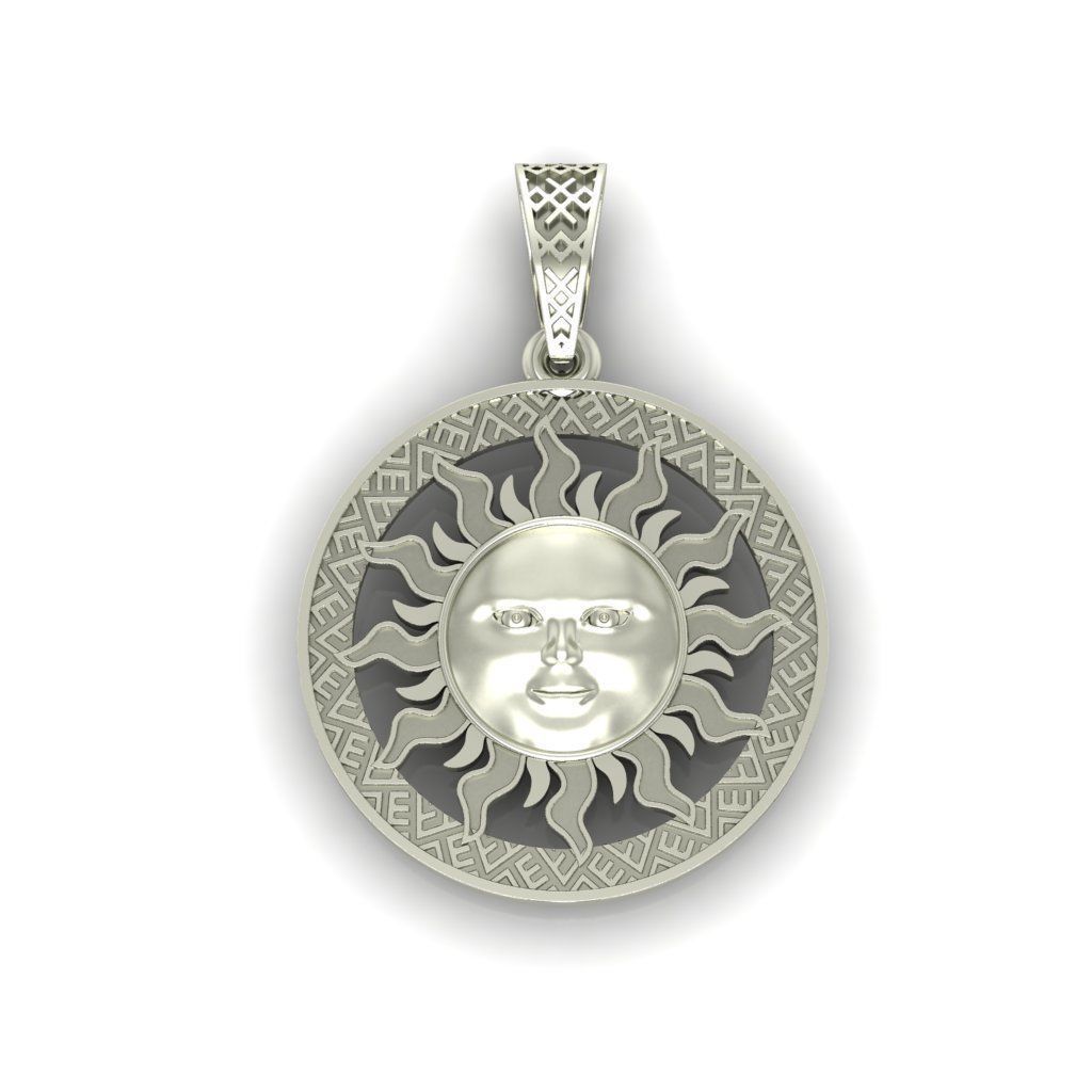 Sun face pendant Sun with a face 3D print model_5