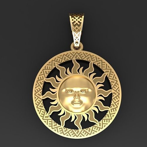 Sun face pendant Sun with a face  3D print model