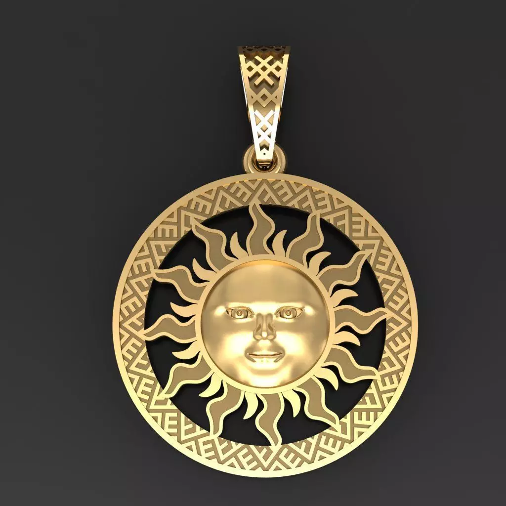 Sun face pendant Sun with a face 3D print model_0