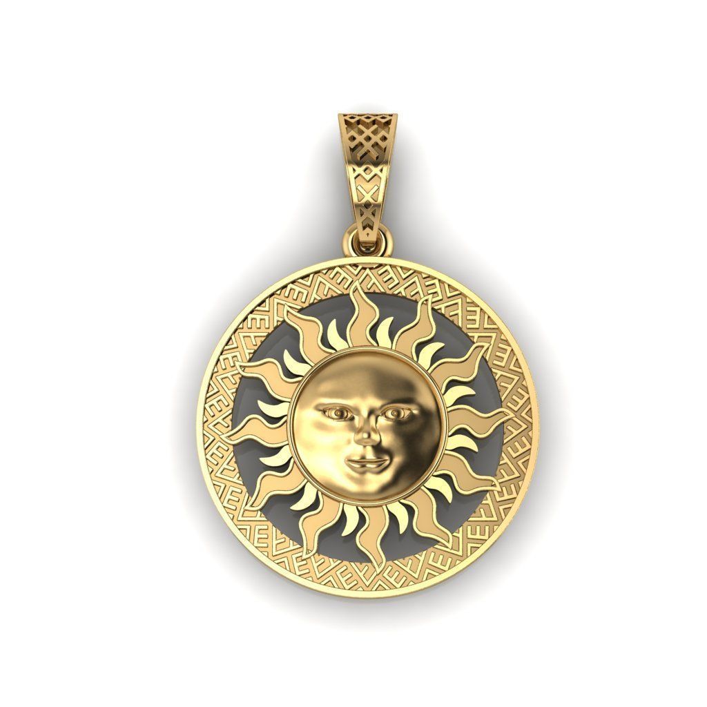 Sun face pendant Sun with a face 3D print model_2