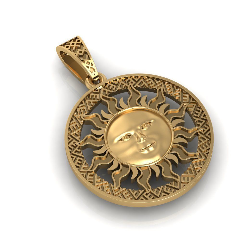 Sun face pendant Sun with a face 3D print model_3