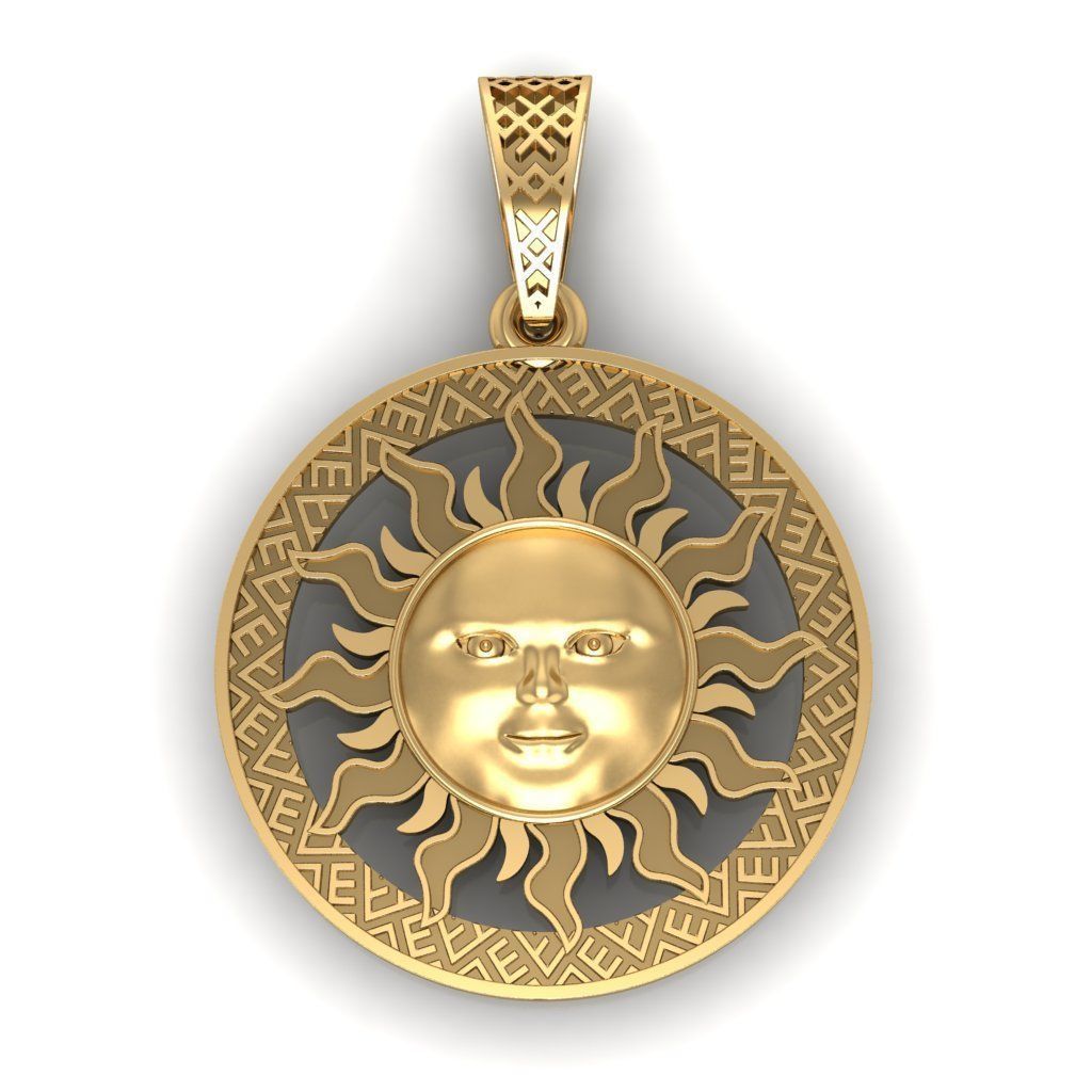 Sun face pendant Sun with a face 3D print model_4