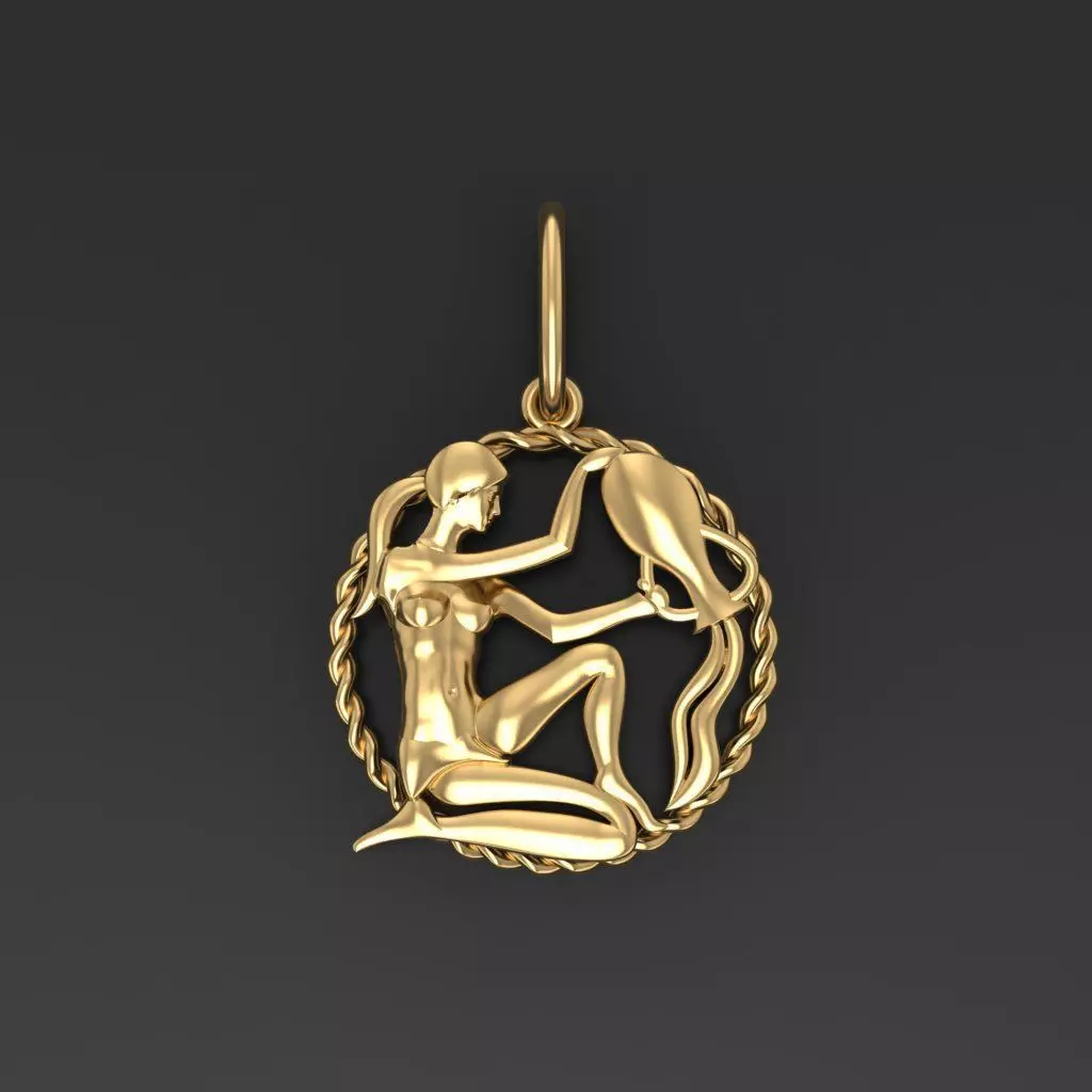 Aquarius Zodiac Pendant  3D print model_0