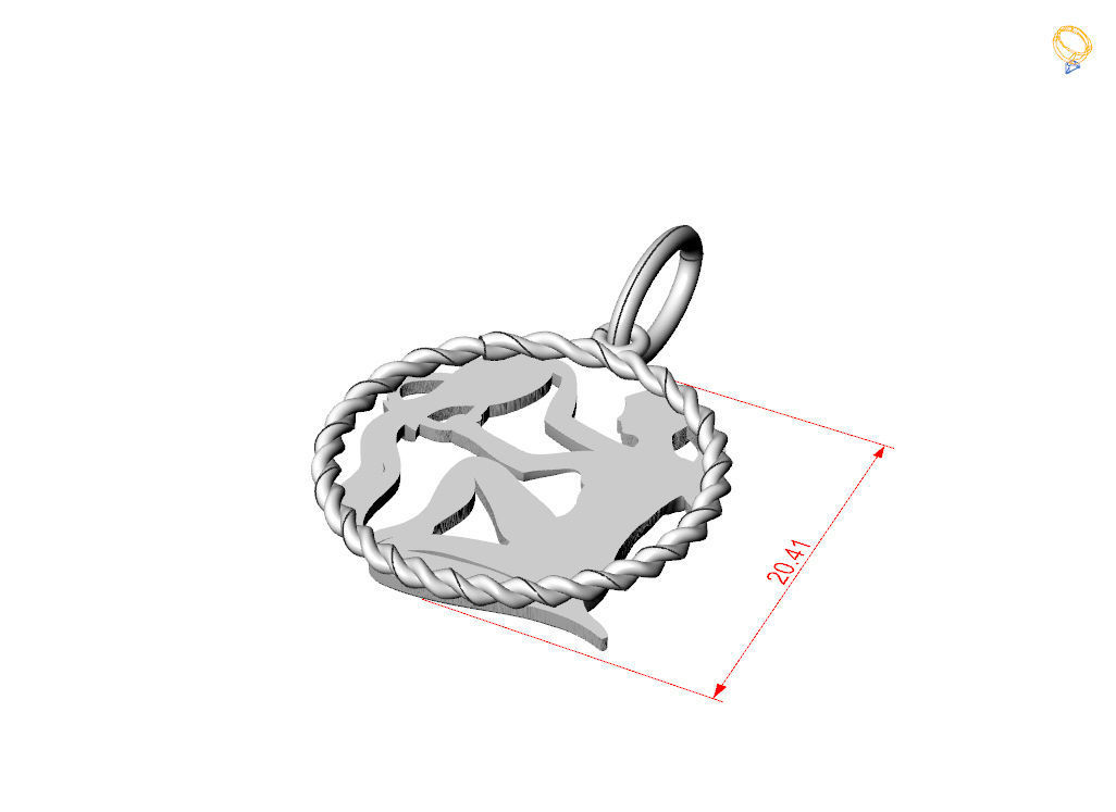 Aquarius Zodiac Pendant  3D print model_7