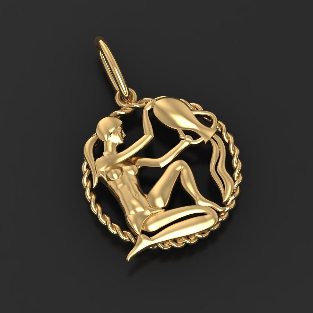 Aquarius Zodiac Pendant  3D print model_1