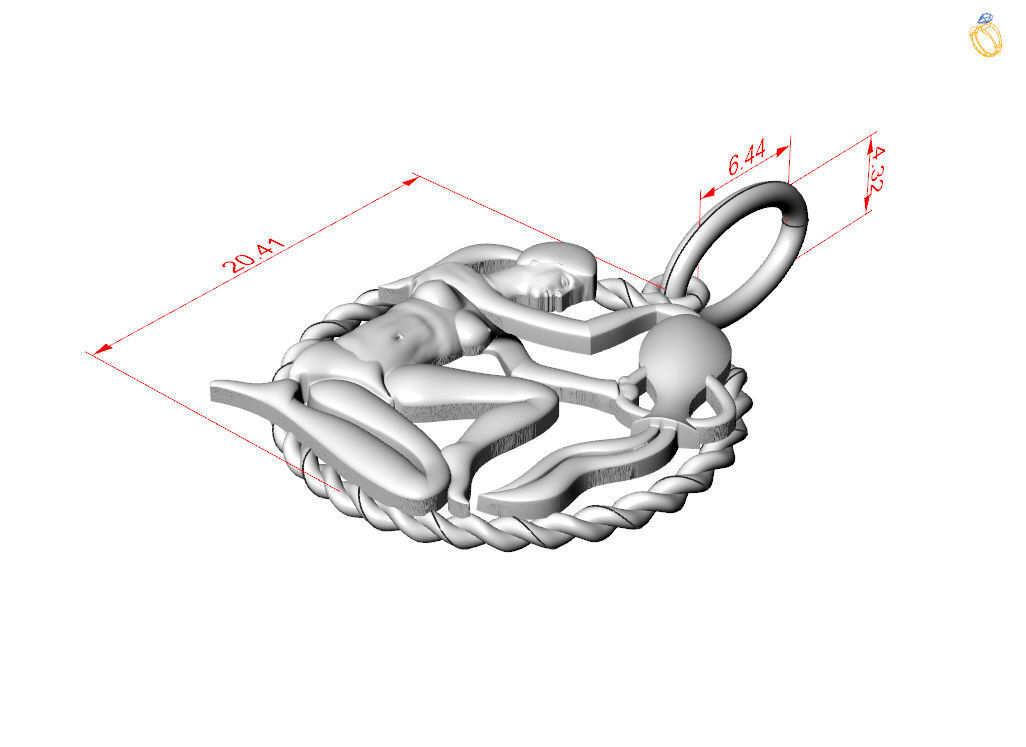 Aquarius Zodiac Pendant  3D print model_3