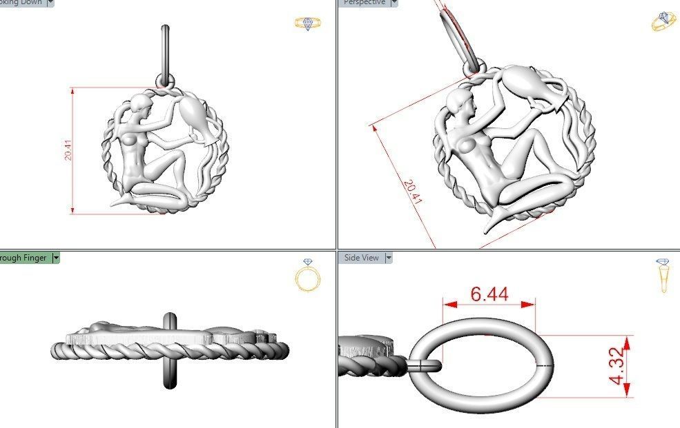 Aquarius Zodiac Pendant  3D print model_5