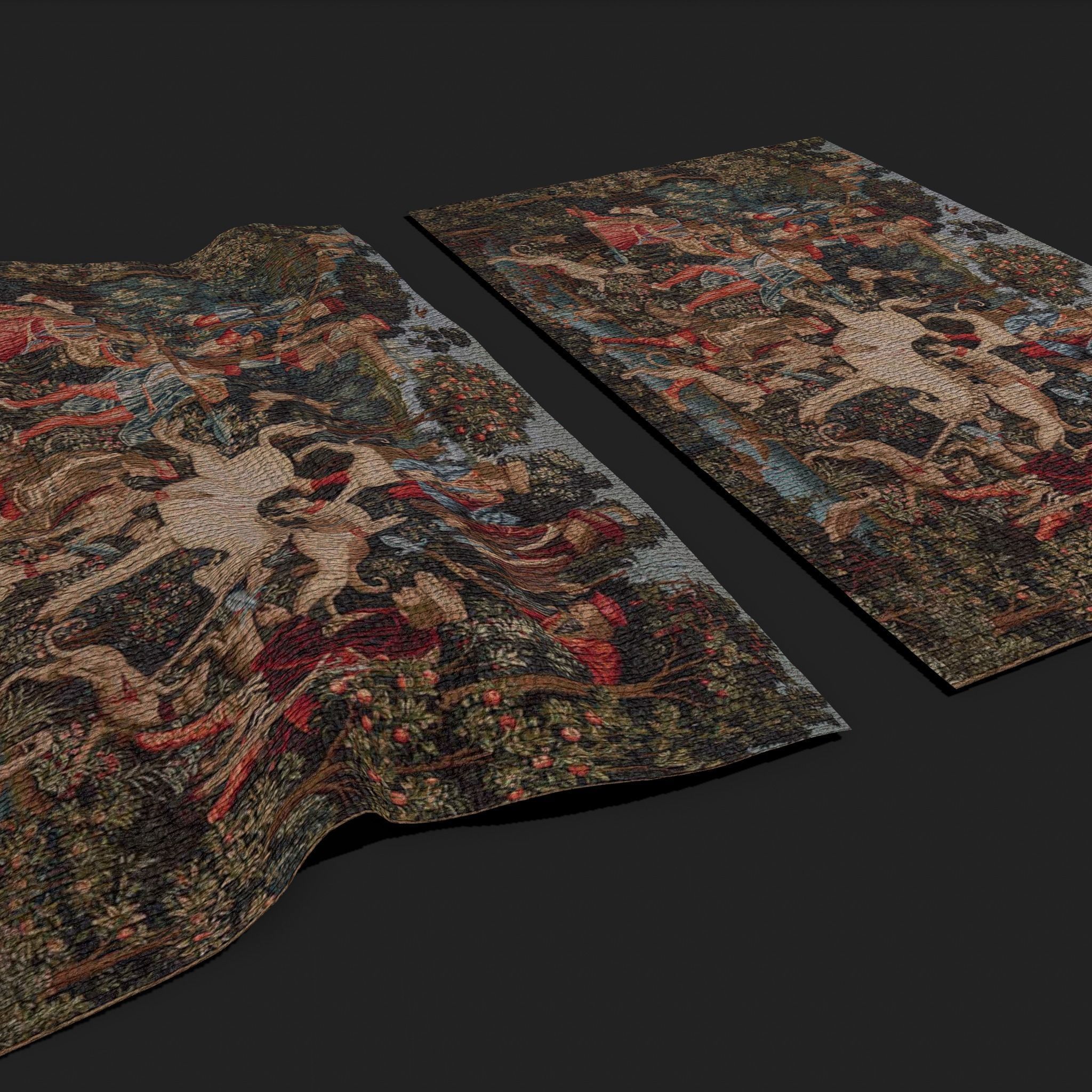 Courtyard Tapestry Low-poly 3D model_15