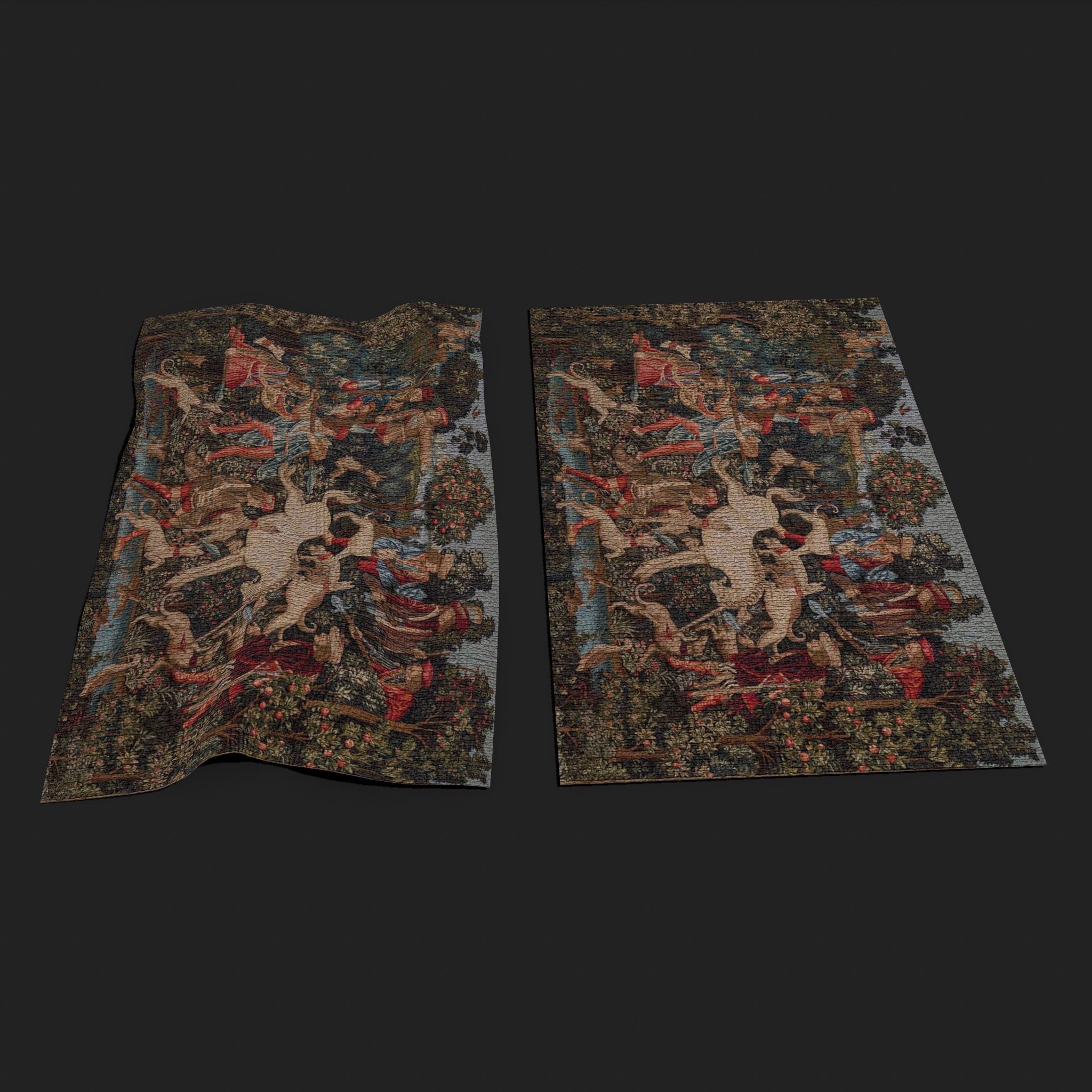 Courtyard Tapestry Low-poly 3D model_4