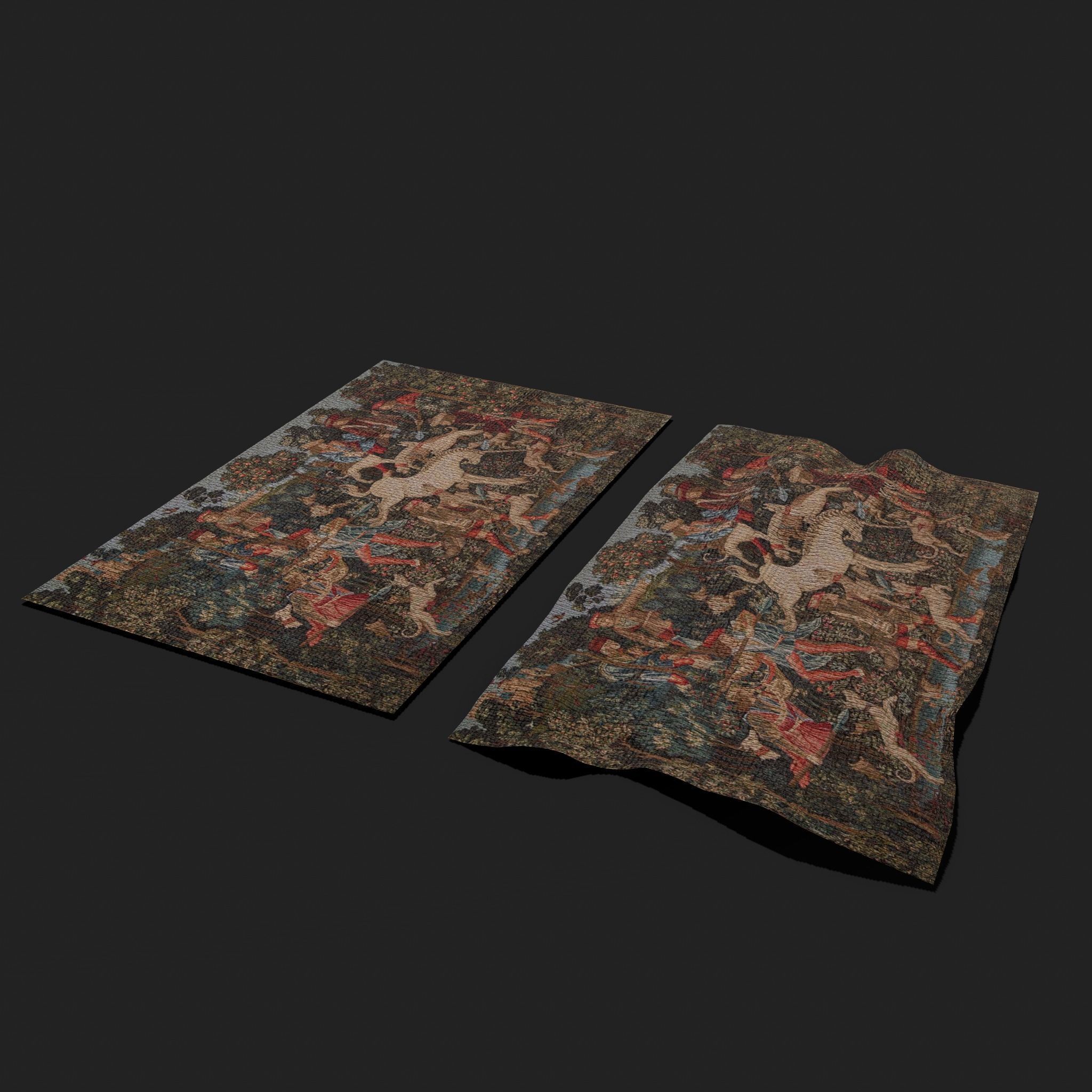 Courtyard Tapestry Low-poly 3D model_20