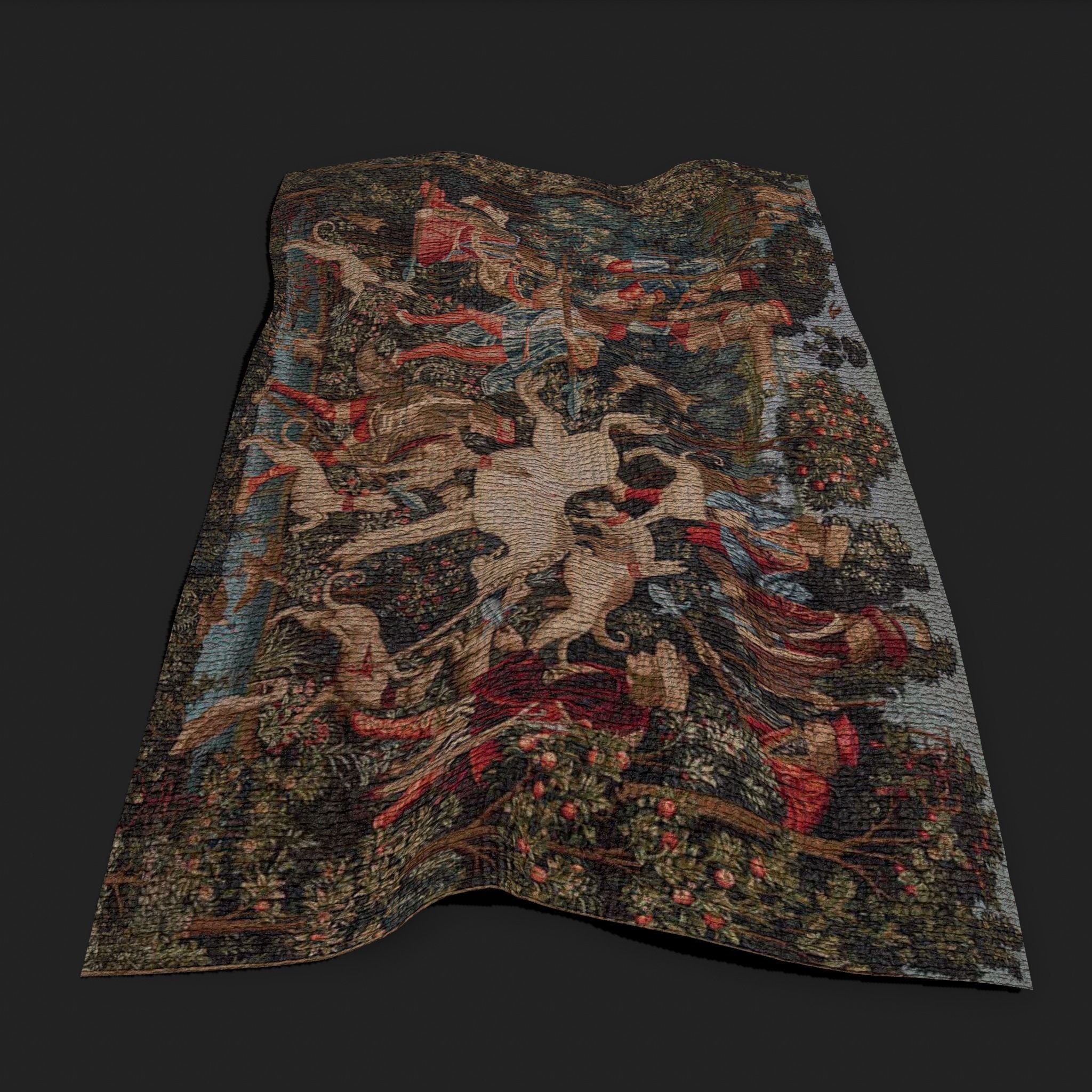 Courtyard Tapestry Low-poly 3D model_6