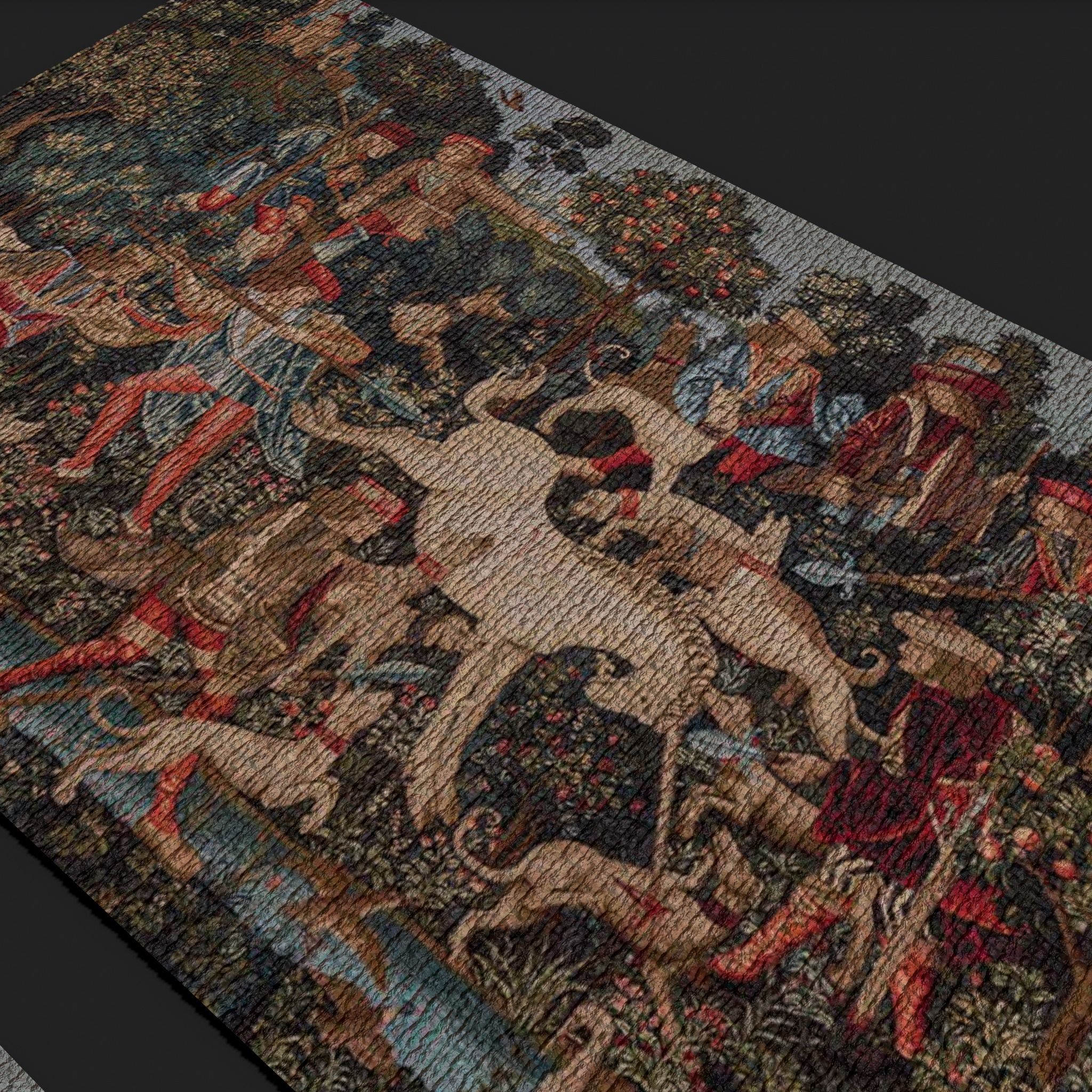 Courtyard Tapestry Low-poly 3D model_12