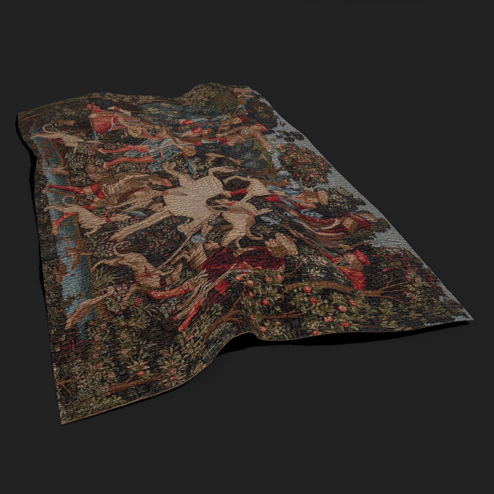 Courtyard Tapestry Low-poly 3D model_3