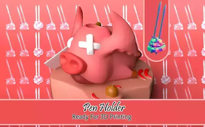 SD Pig Pen holder Ready to 3d Printing  2 Part 3D print model