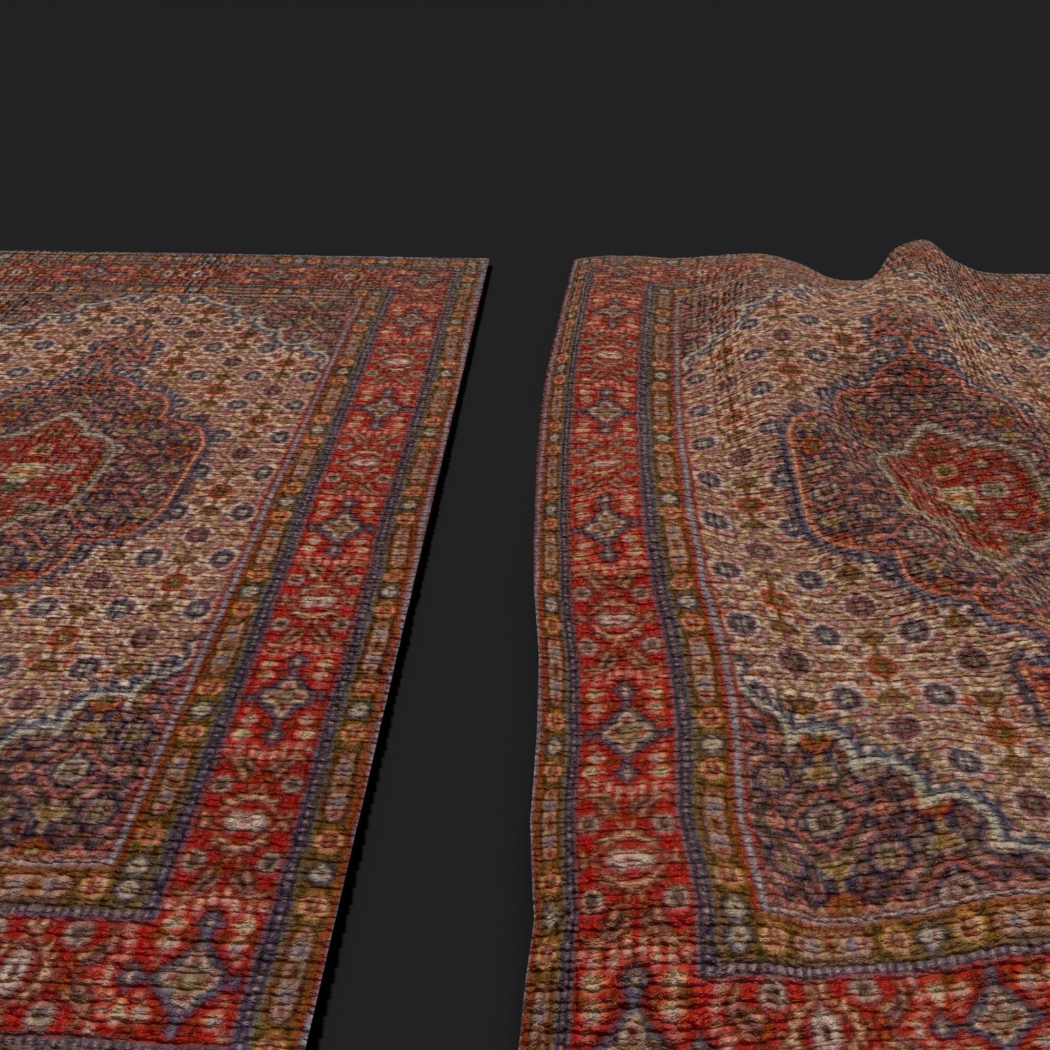 Medieval Style Flower Tapestry and Persian Red Tapestry 3D Model Collection_46