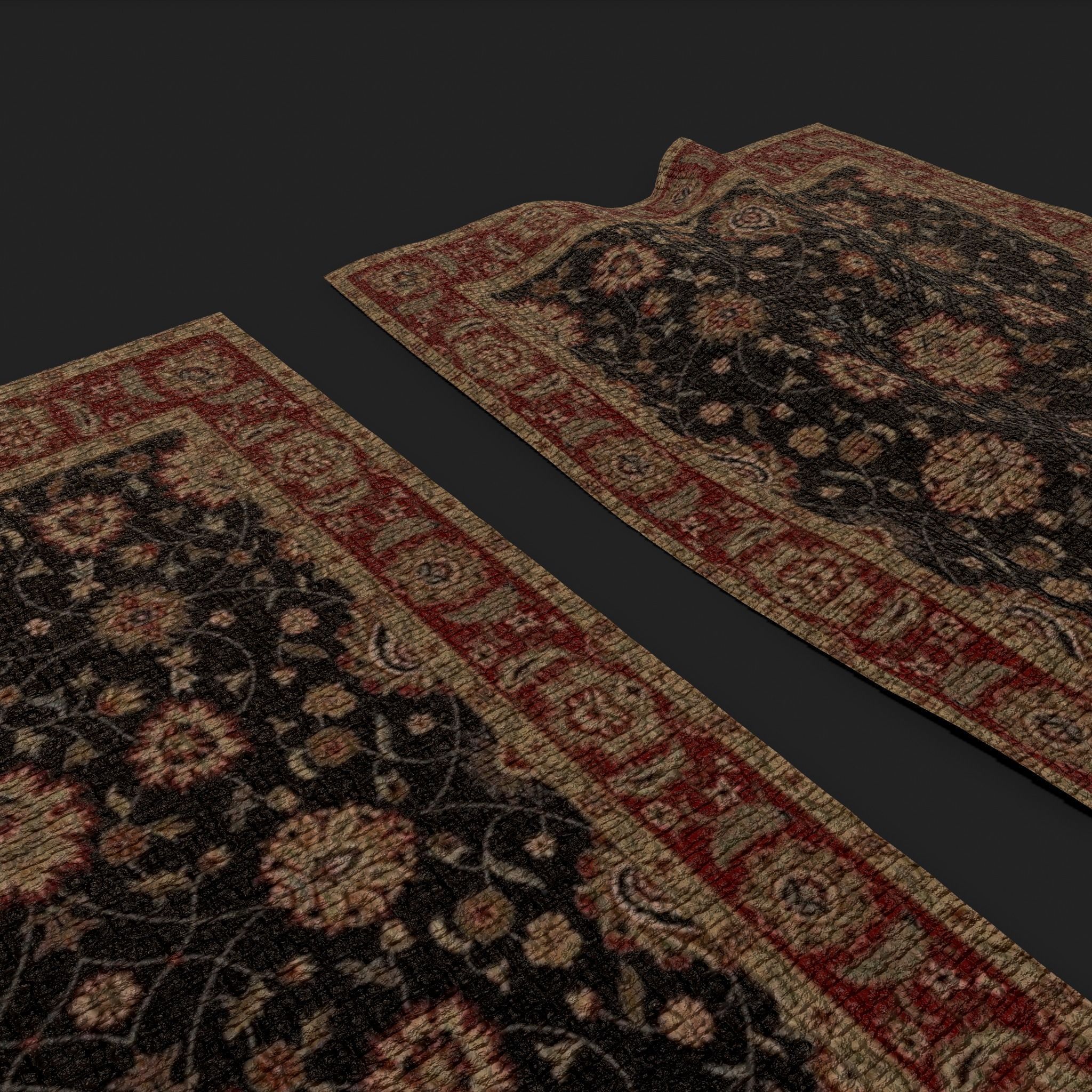 Medieval Style Flower Tapestry and Persian Red Tapestry 3D Model Collection_32