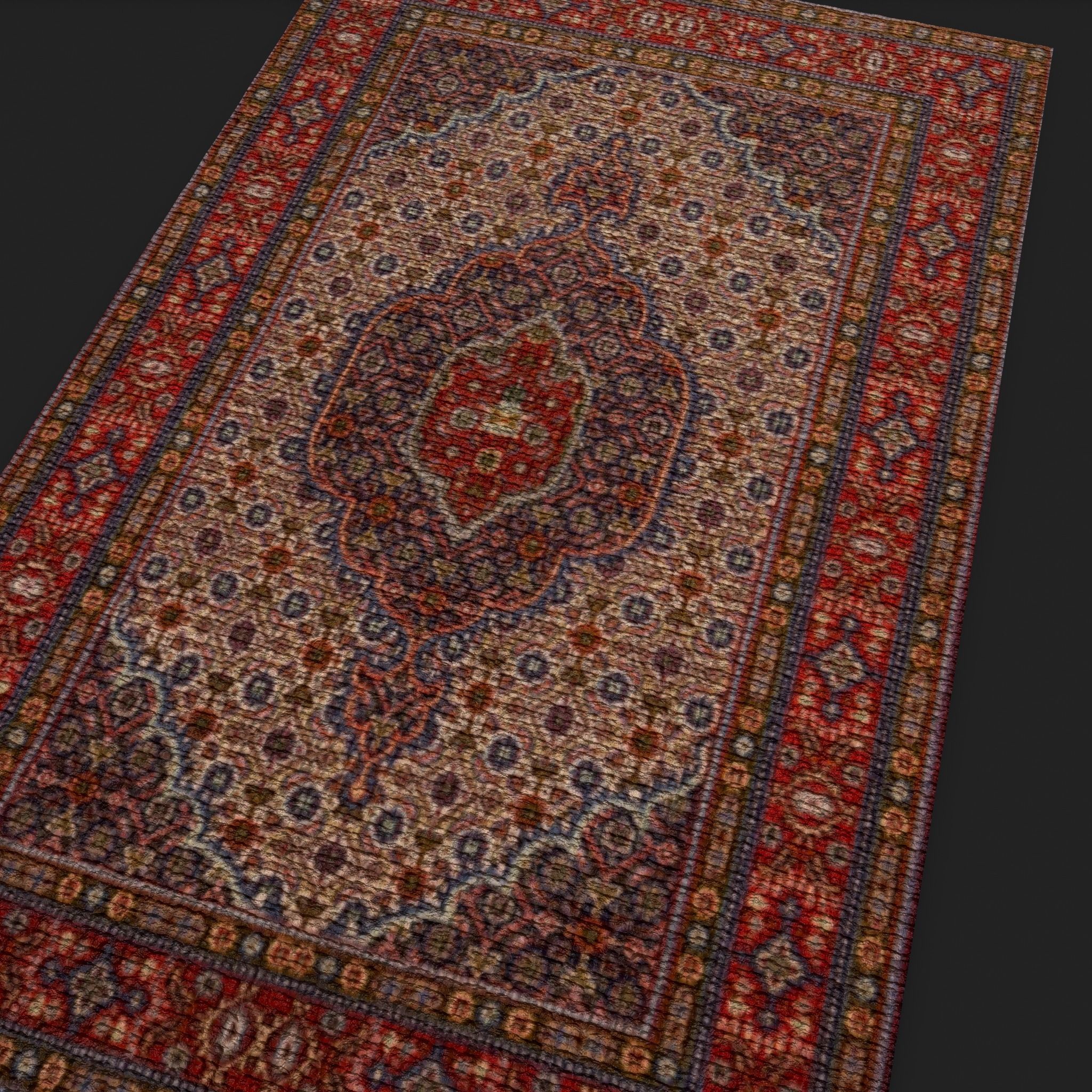 Medieval Style Flower Tapestry and Persian Red Tapestry 3D Model Collection_52