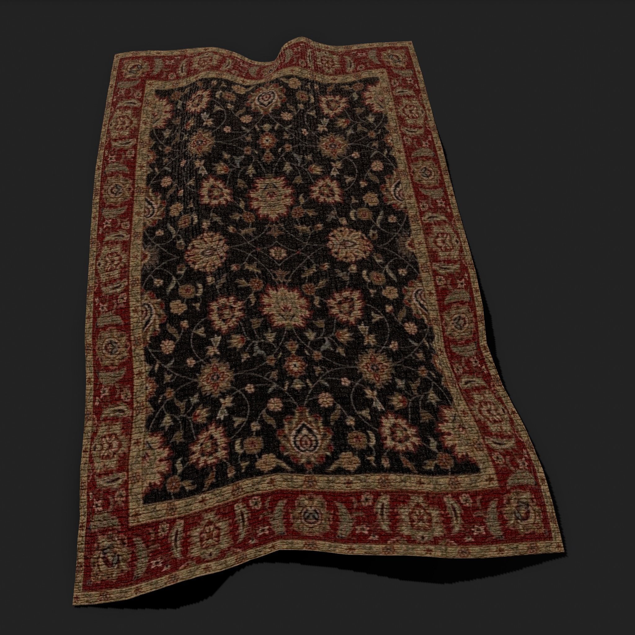 Medieval Style Flower Tapestry and Persian Red Tapestry 3D Model Collection_27