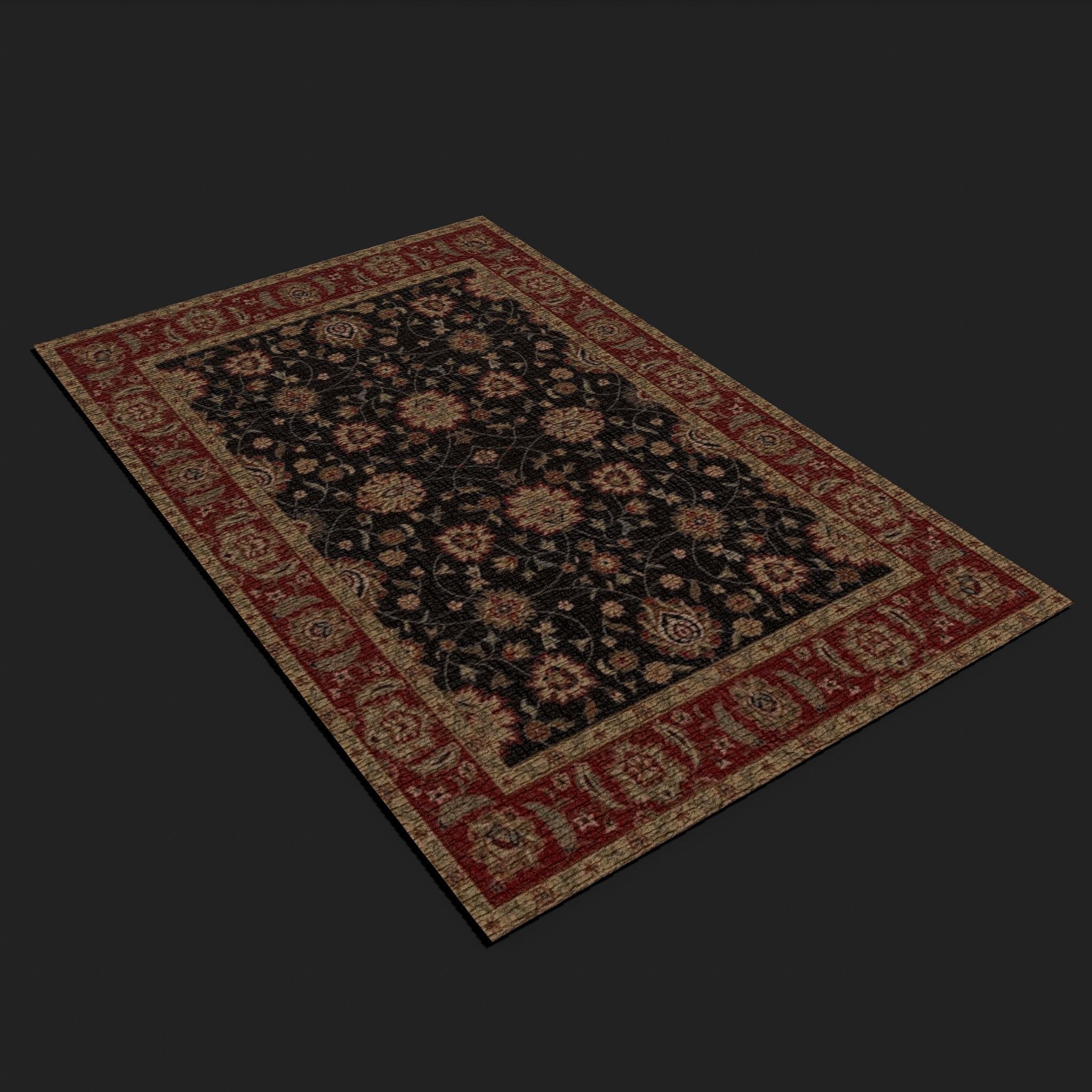 Medieval Style Flower Tapestry and Persian Red Tapestry 3D Model Collection_21