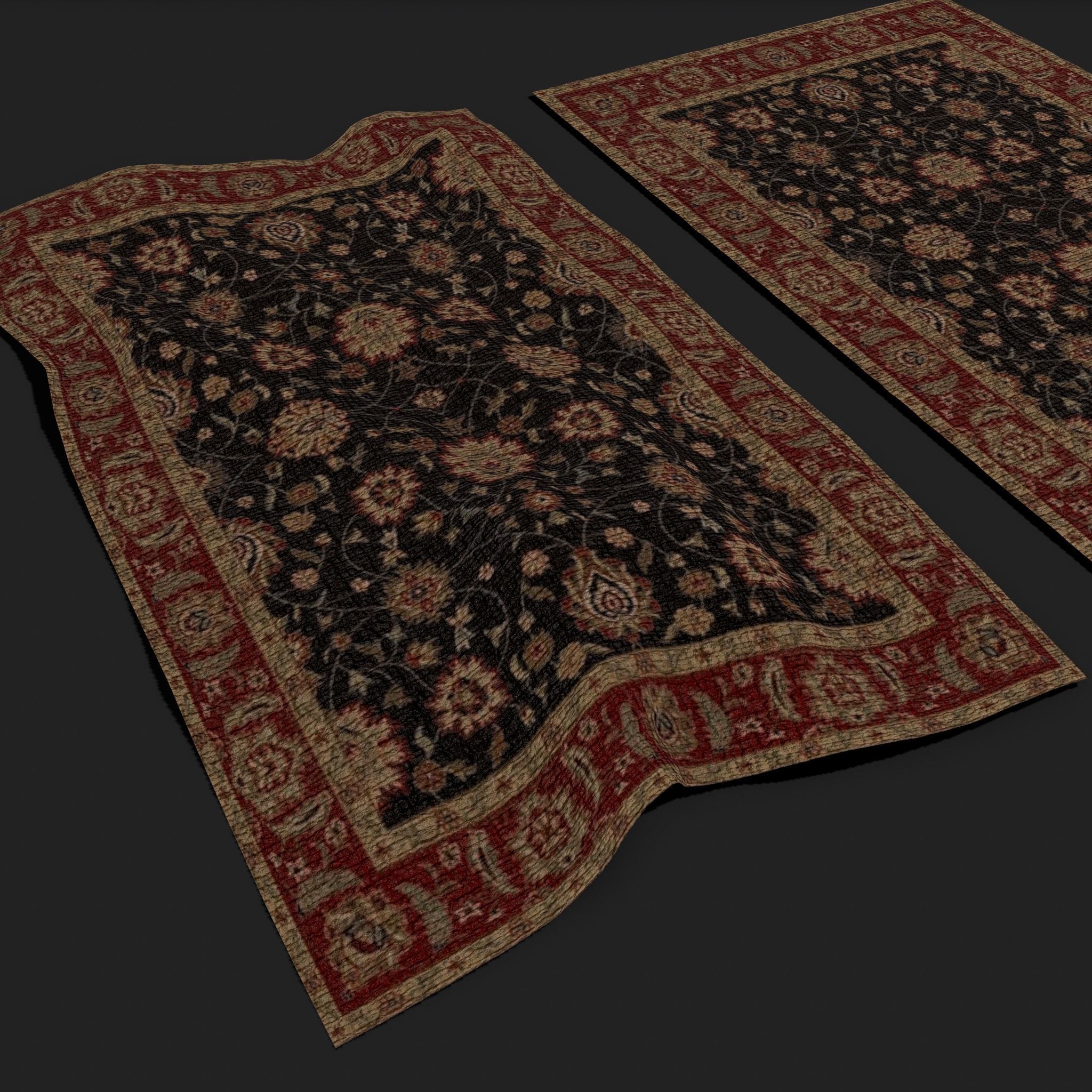 Medieval Style Flower Tapestry and Persian Red Tapestry 3D Model Collection_30