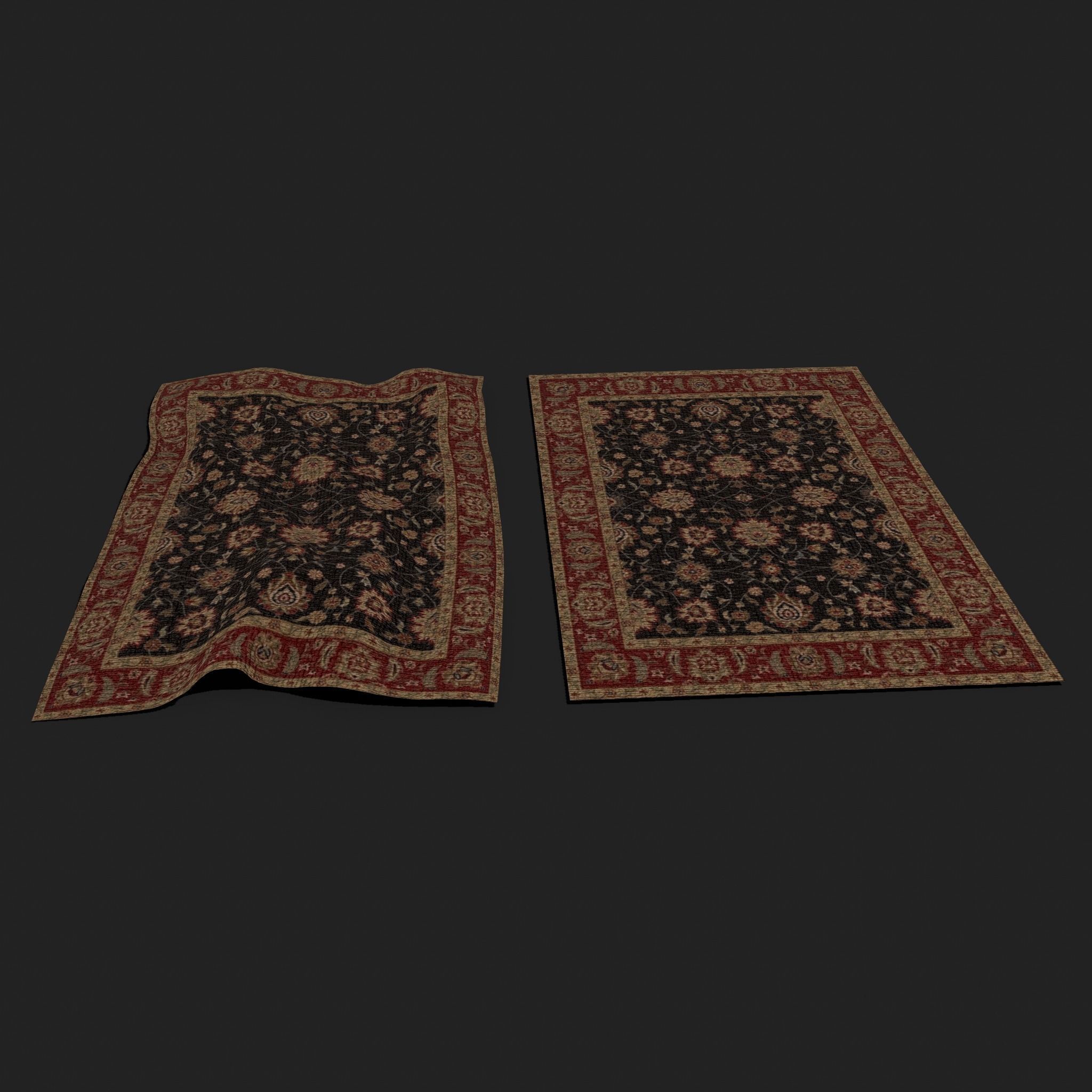 Medieval Style Flower Tapestry and Persian Red Tapestry 3D Model Collection_18