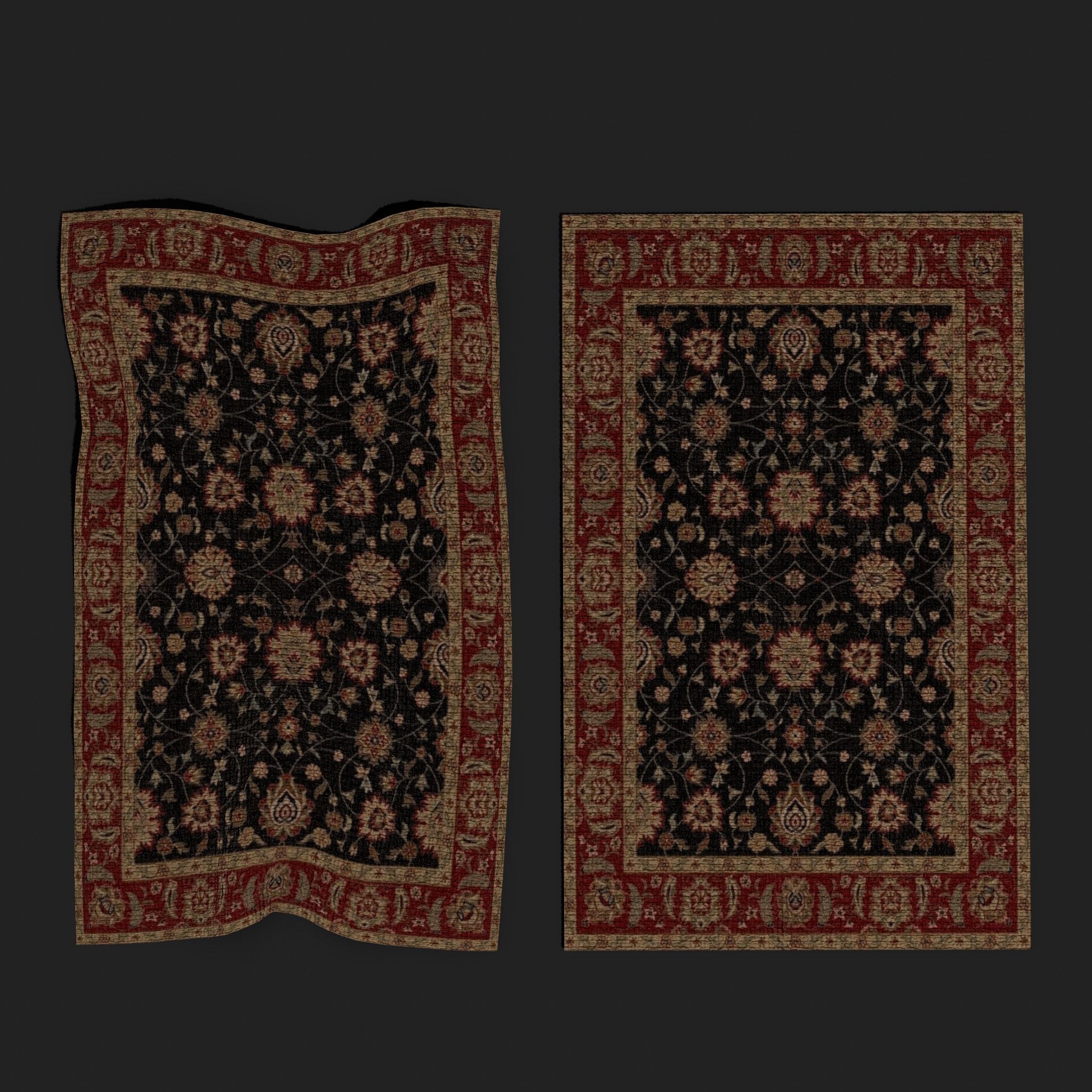 Medieval Style Flower Tapestry and Persian Red Tapestry 3D Model Collection_28