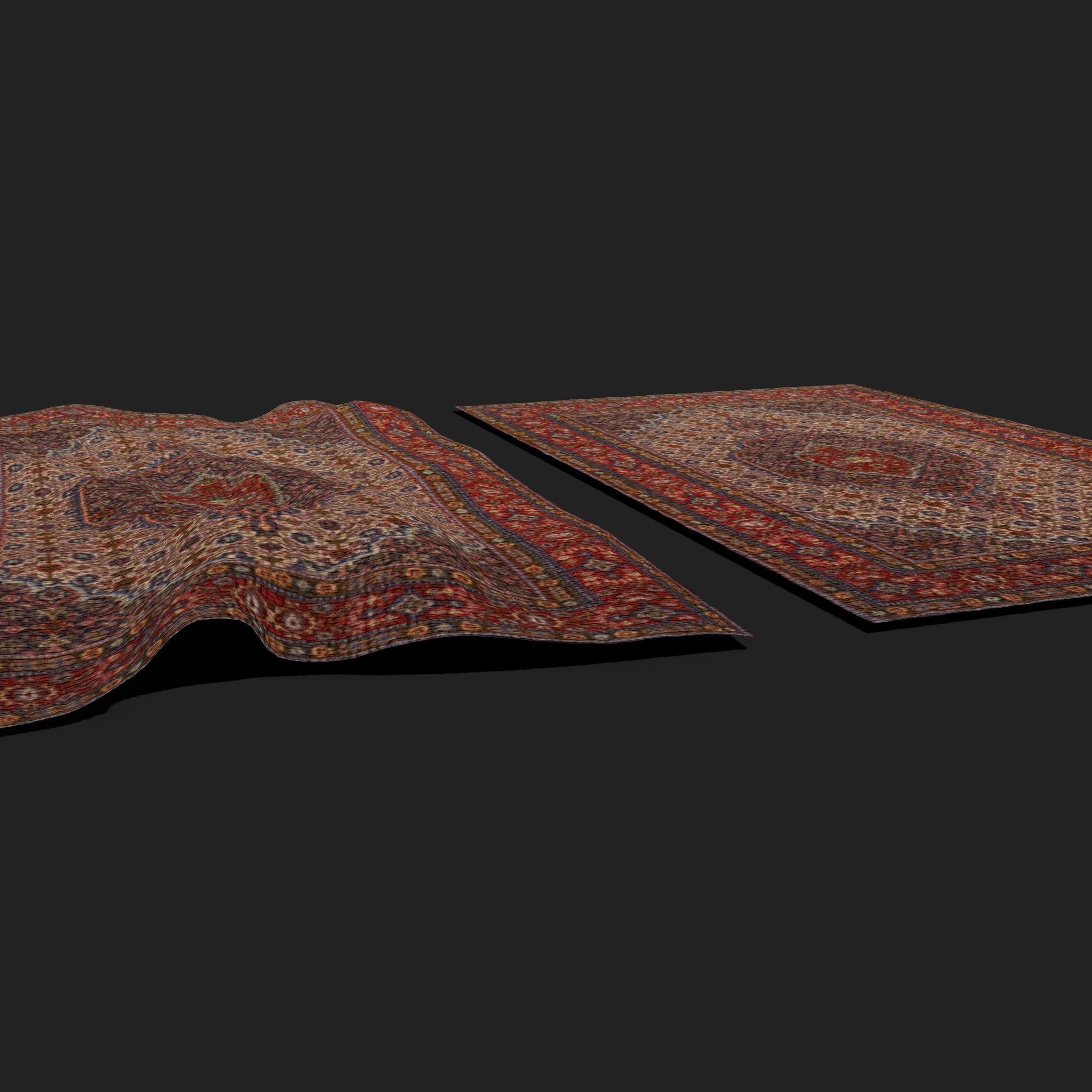 Medieval Style Flower Tapestry and Persian Red Tapestry 3D Model Collection_42