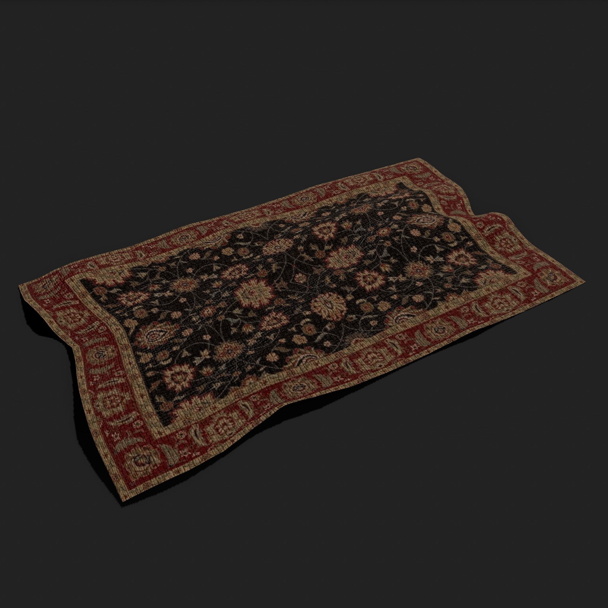 Medieval Style Flower Tapestry and Persian Red Tapestry 3D Model Collection_20