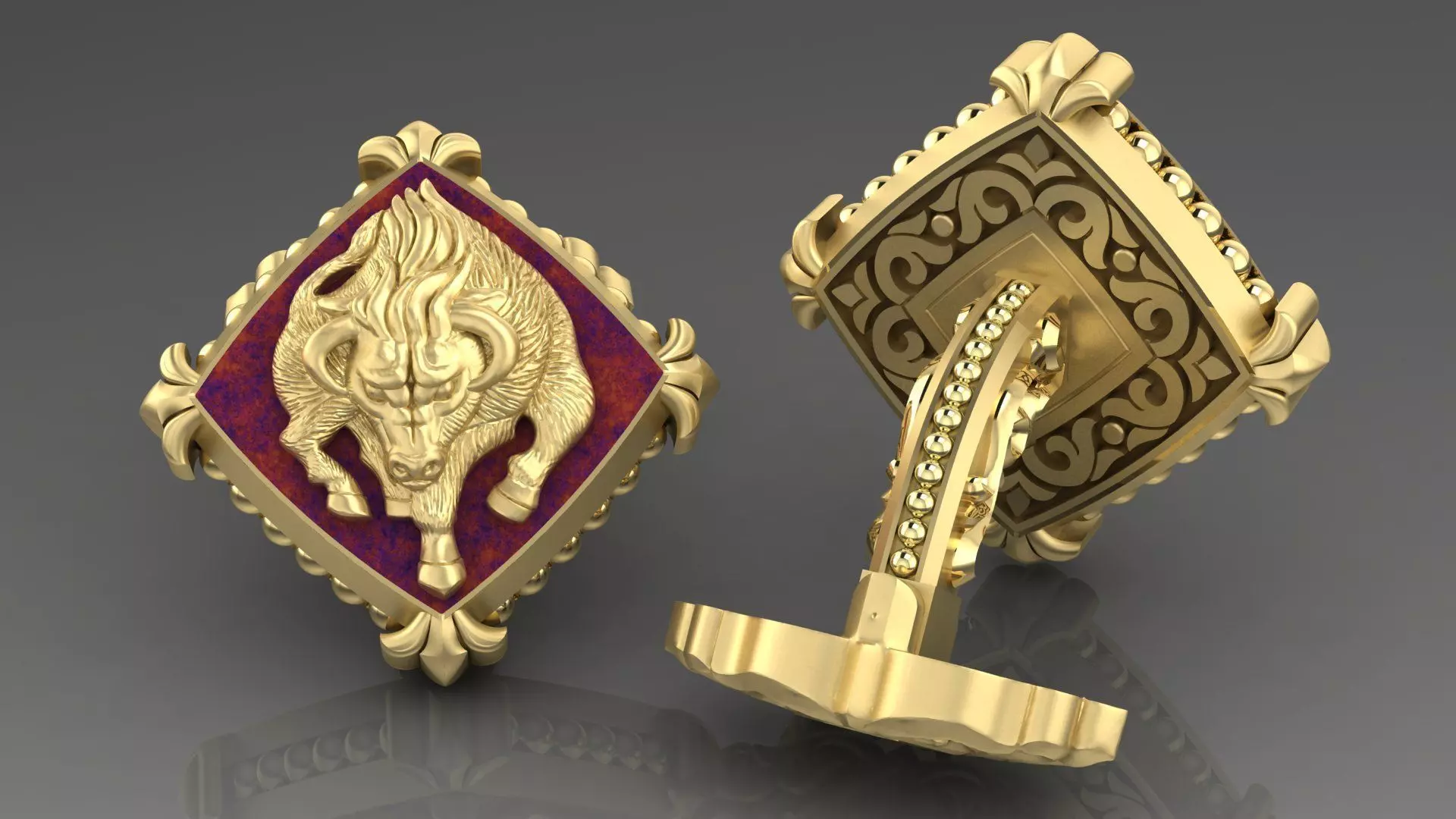 Zodiac signs Cufflinks Calf 3D print model_0