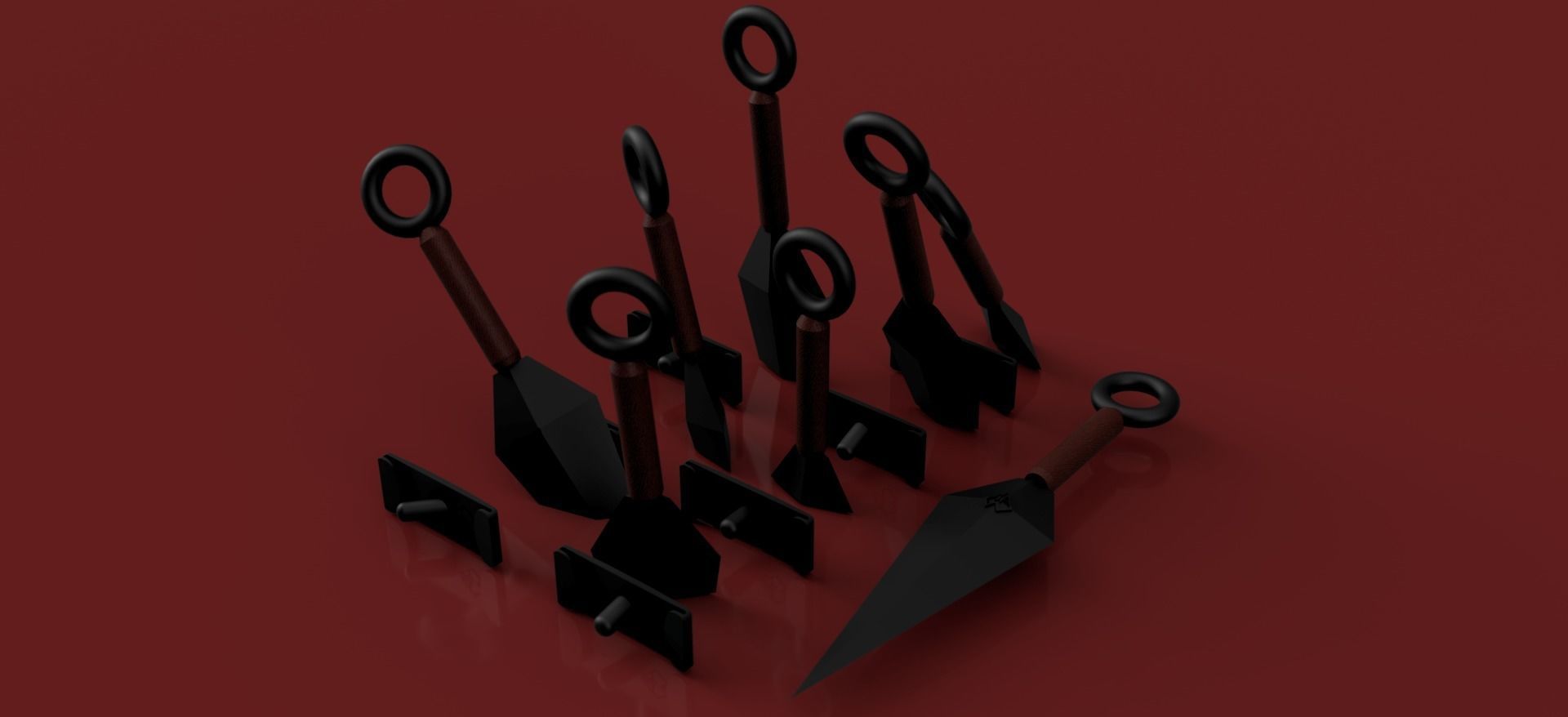 Kunai Set for plate carriers 3D print model_2