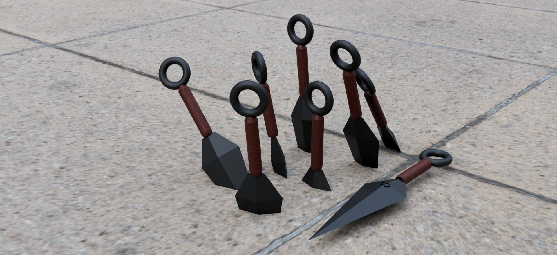 Kunai Set for plate carriers 3D print model_1