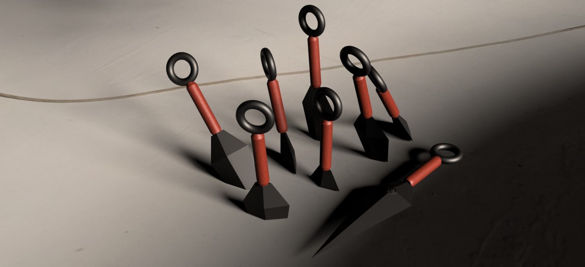 Kunai Set for plate carriers 3D print model_3