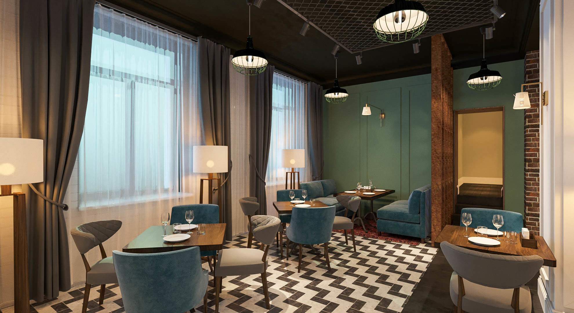 Restaurant 3d model interior design of in london 3D model_2