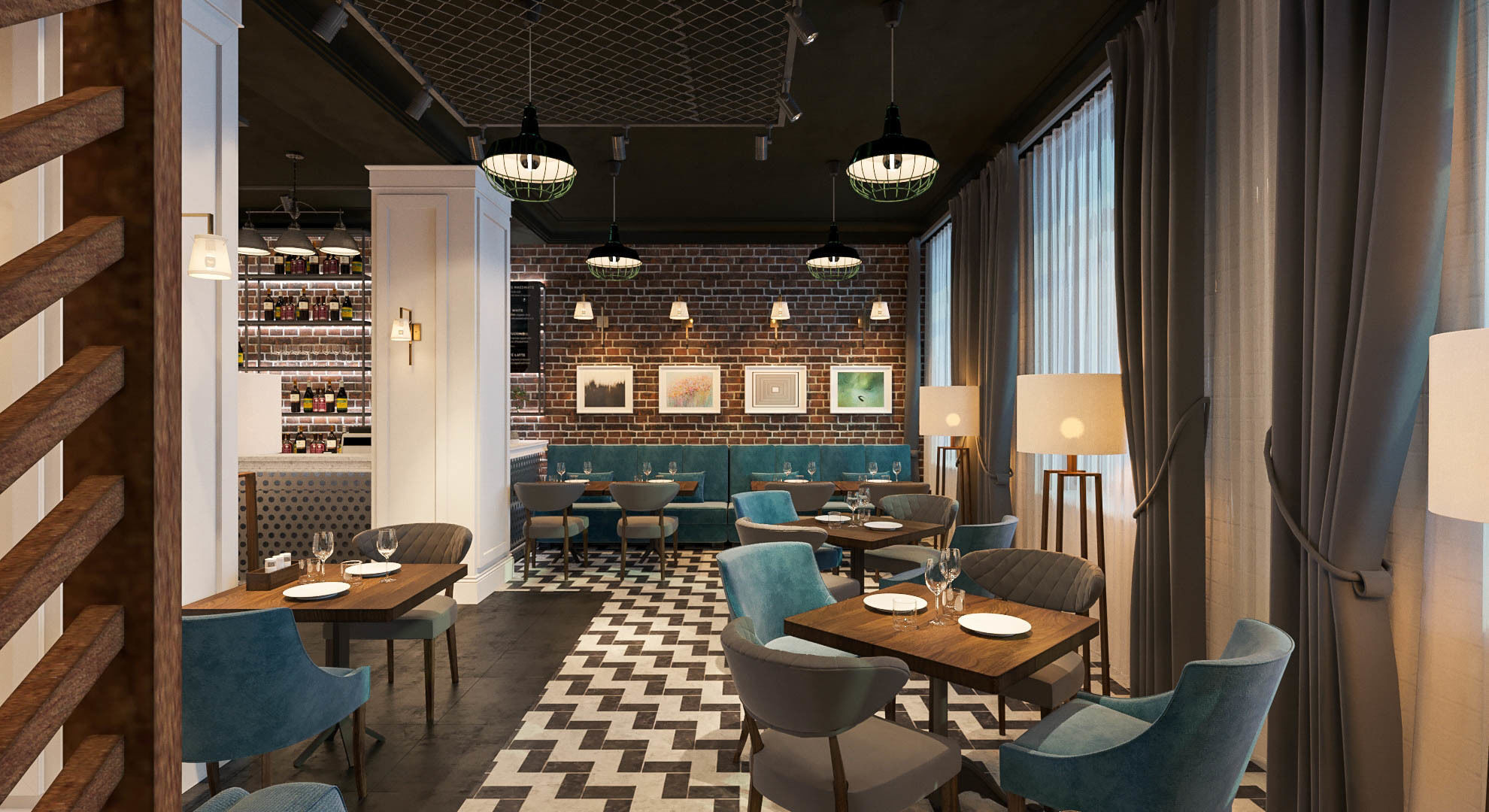 Restaurant 3d model interior design of in london 3D model_3