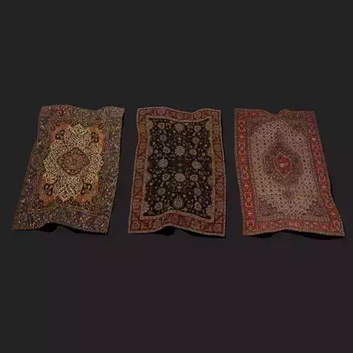 Three Highly Detailed Medieval Tapestry 3D Model Collection