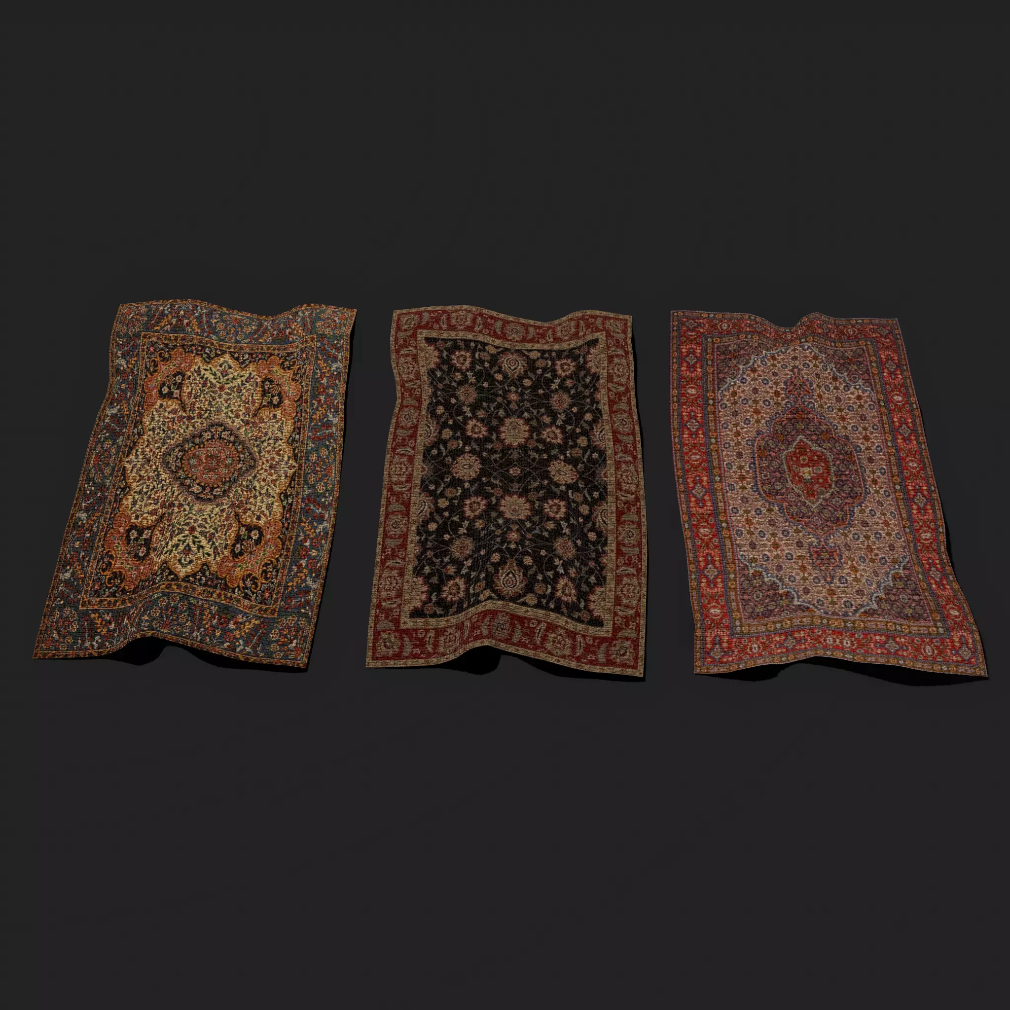 Three Highly Detailed Medieval Tapestry 3D Model Collection_0