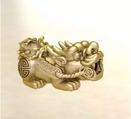 CHARM 3D PRINT golden dragon figurine