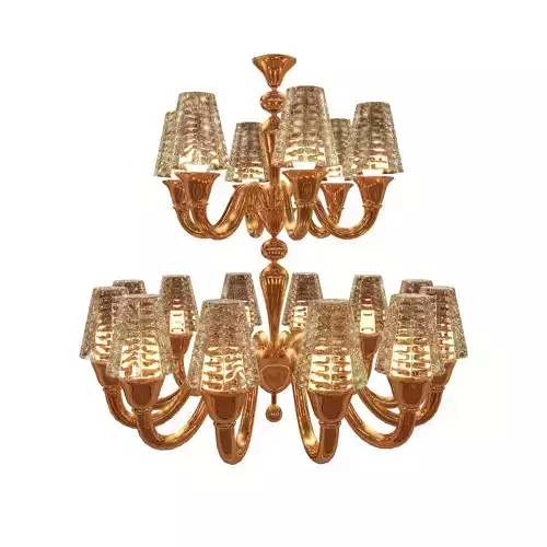 Chandelier gold with glass shades