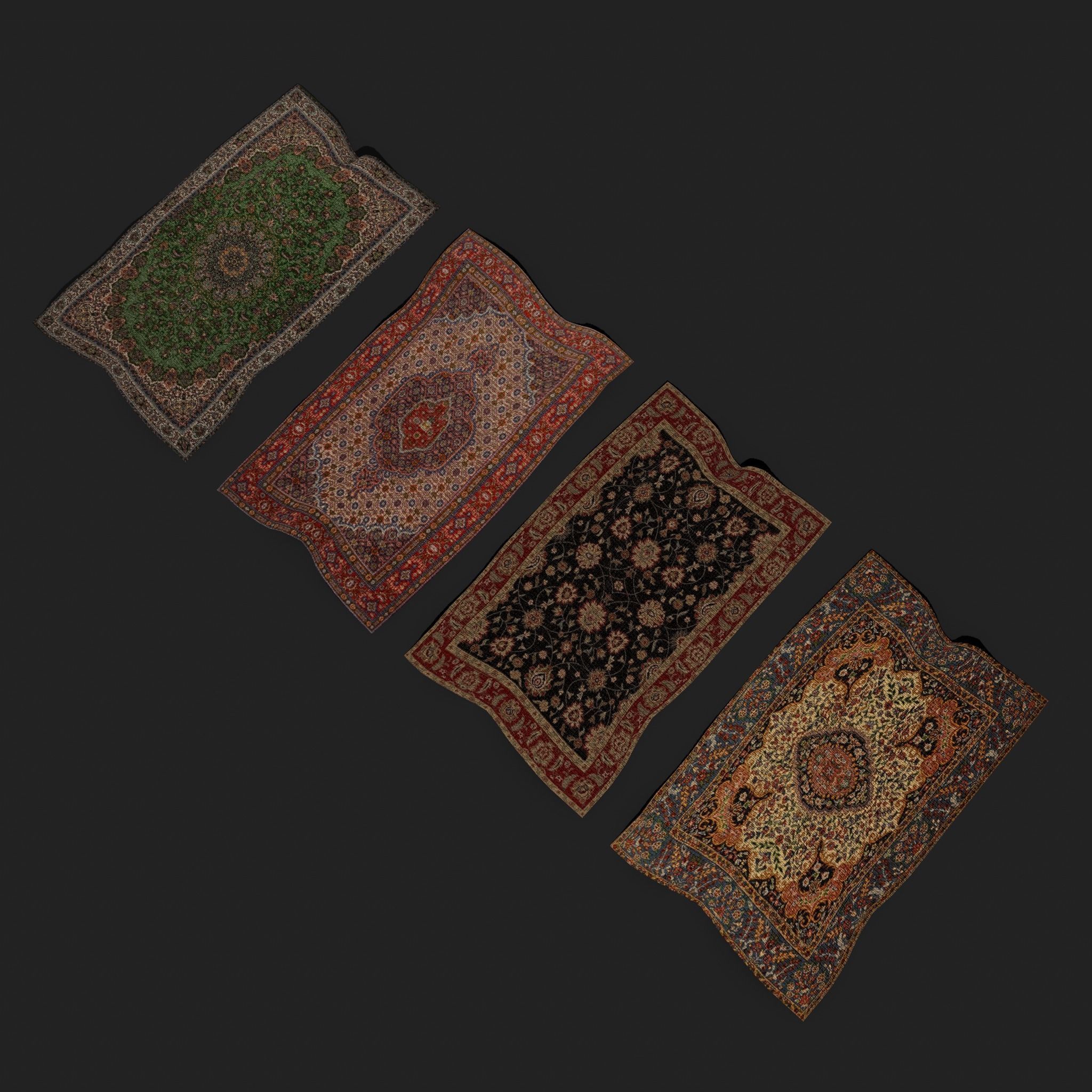  Four Highly Detailed Medieval Style Tapestries 3D Model Collection_16