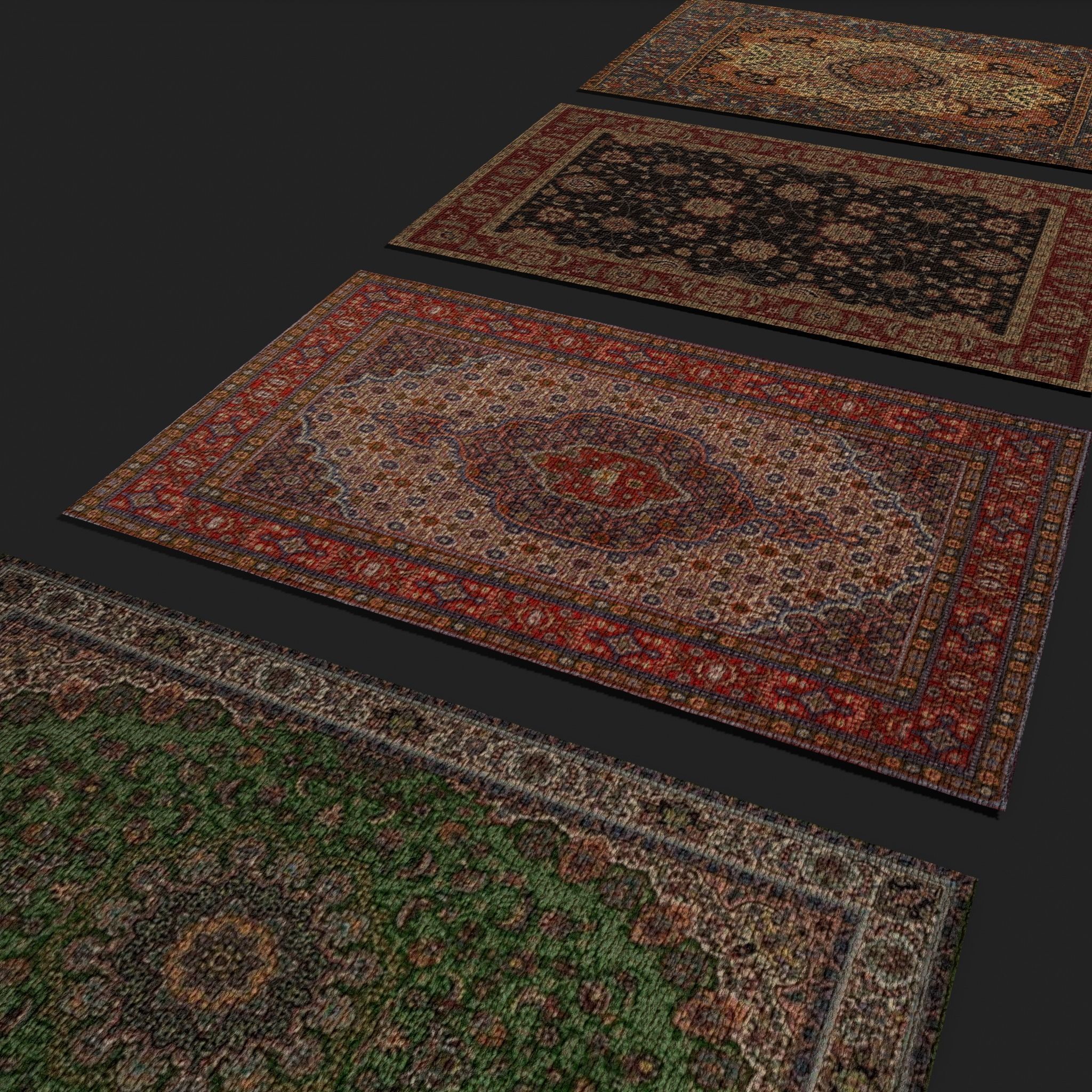  Four Highly Detailed Medieval Style Tapestries 3D Model Collection_26