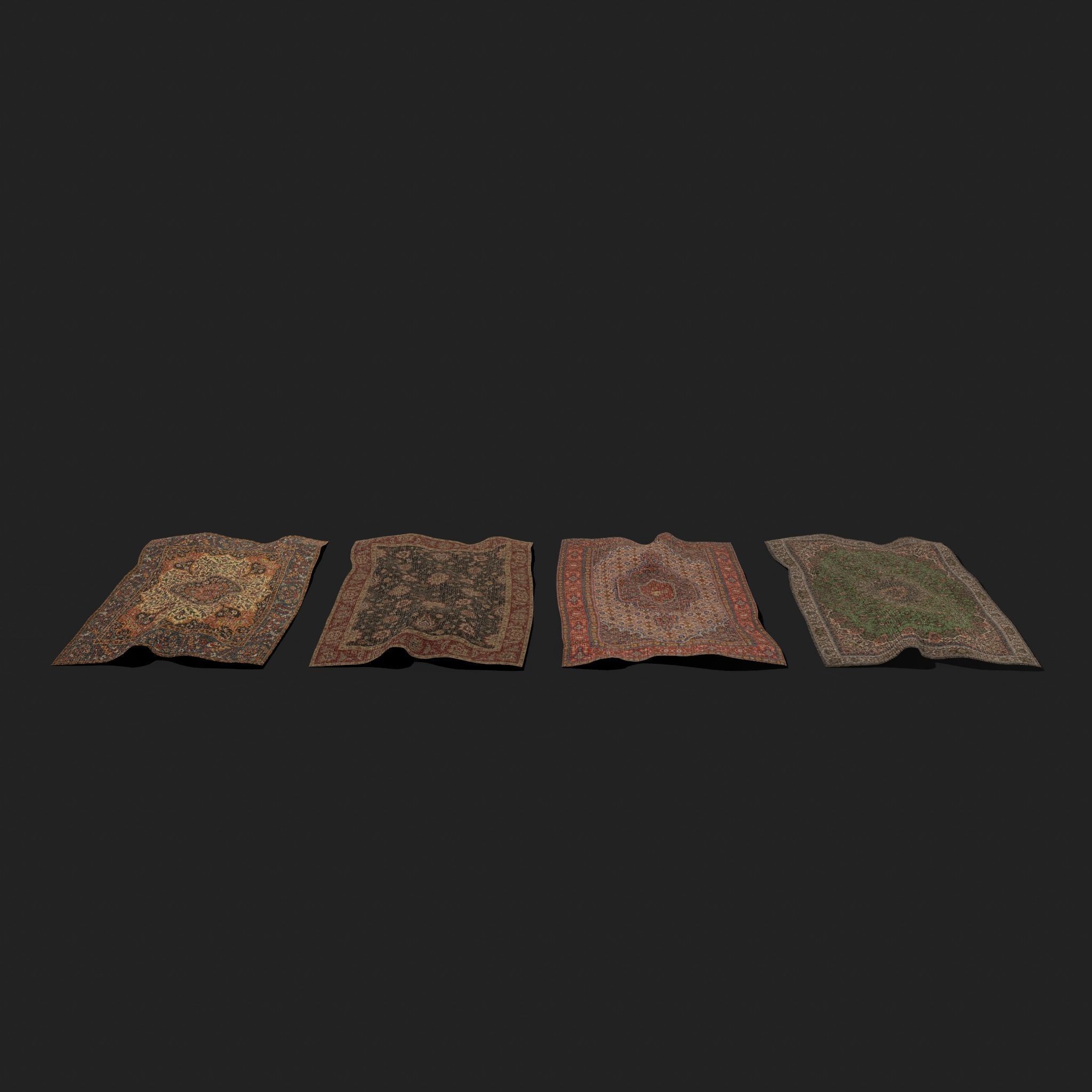  Four Highly Detailed Medieval Style Tapestries 3D Model Collection_13