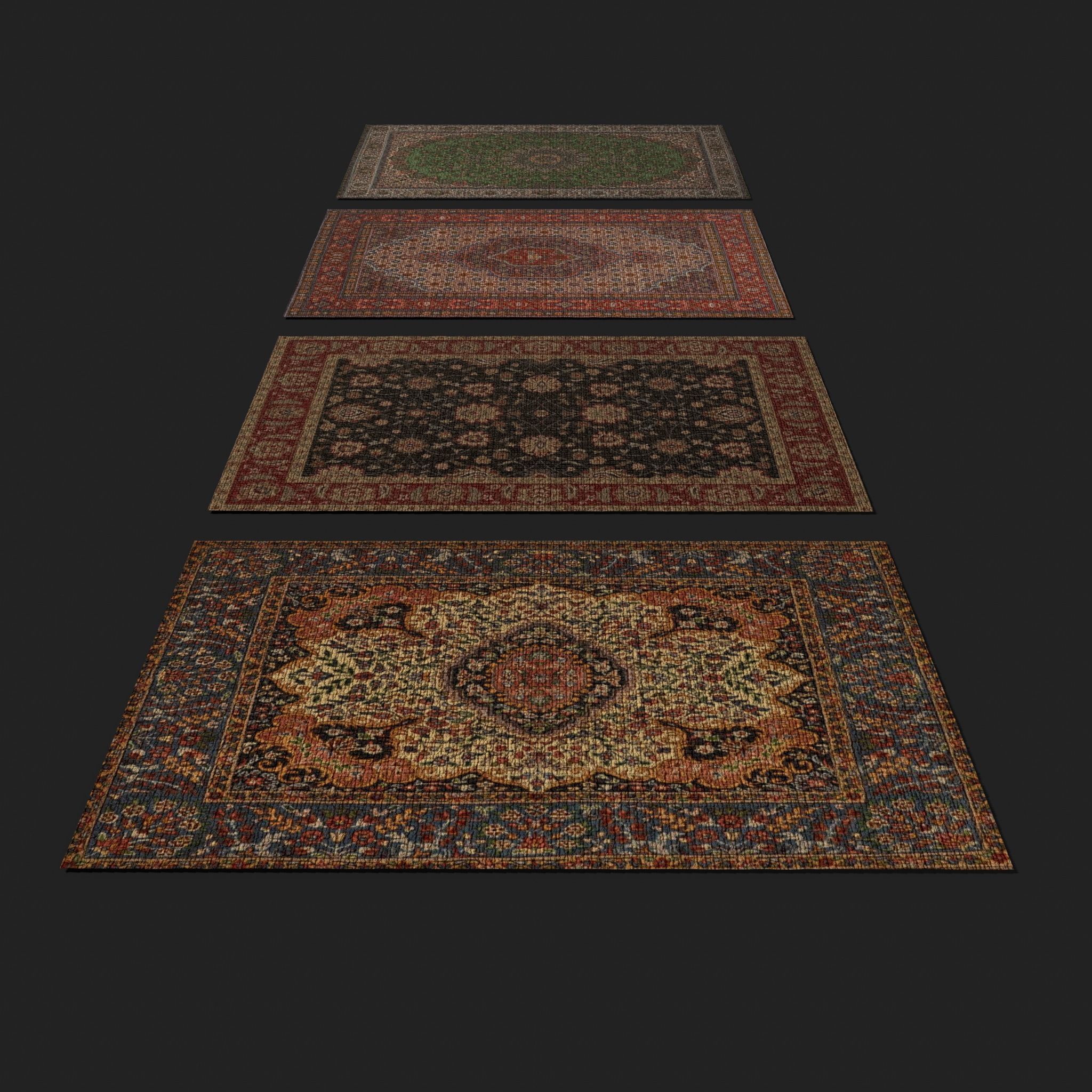  Four Highly Detailed Medieval Style Tapestries 3D Model Collection_18