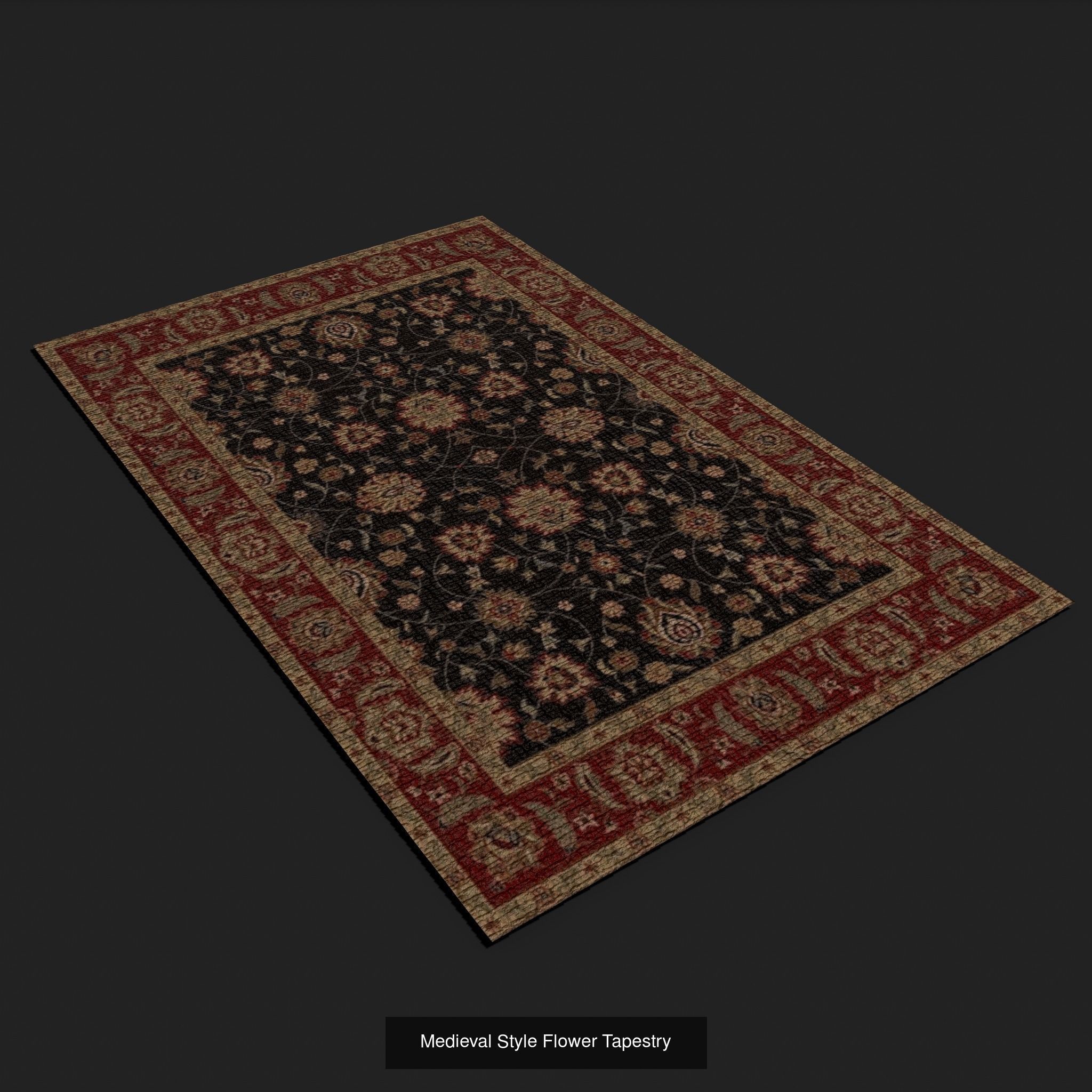  Four Highly Detailed Medieval Style Tapestries 3D Model Collection_12