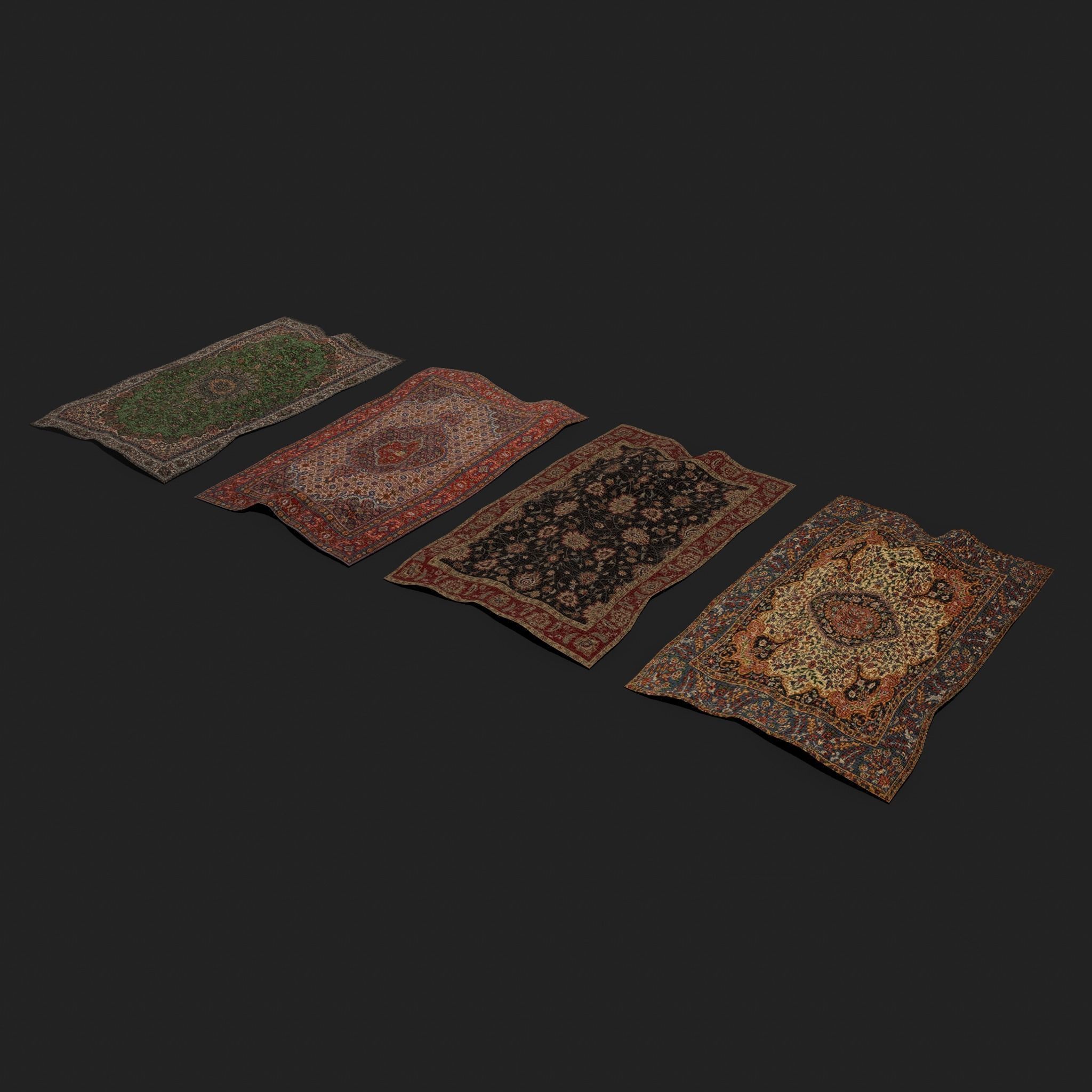  Four Highly Detailed Medieval Style Tapestries 3D Model Collection_14
