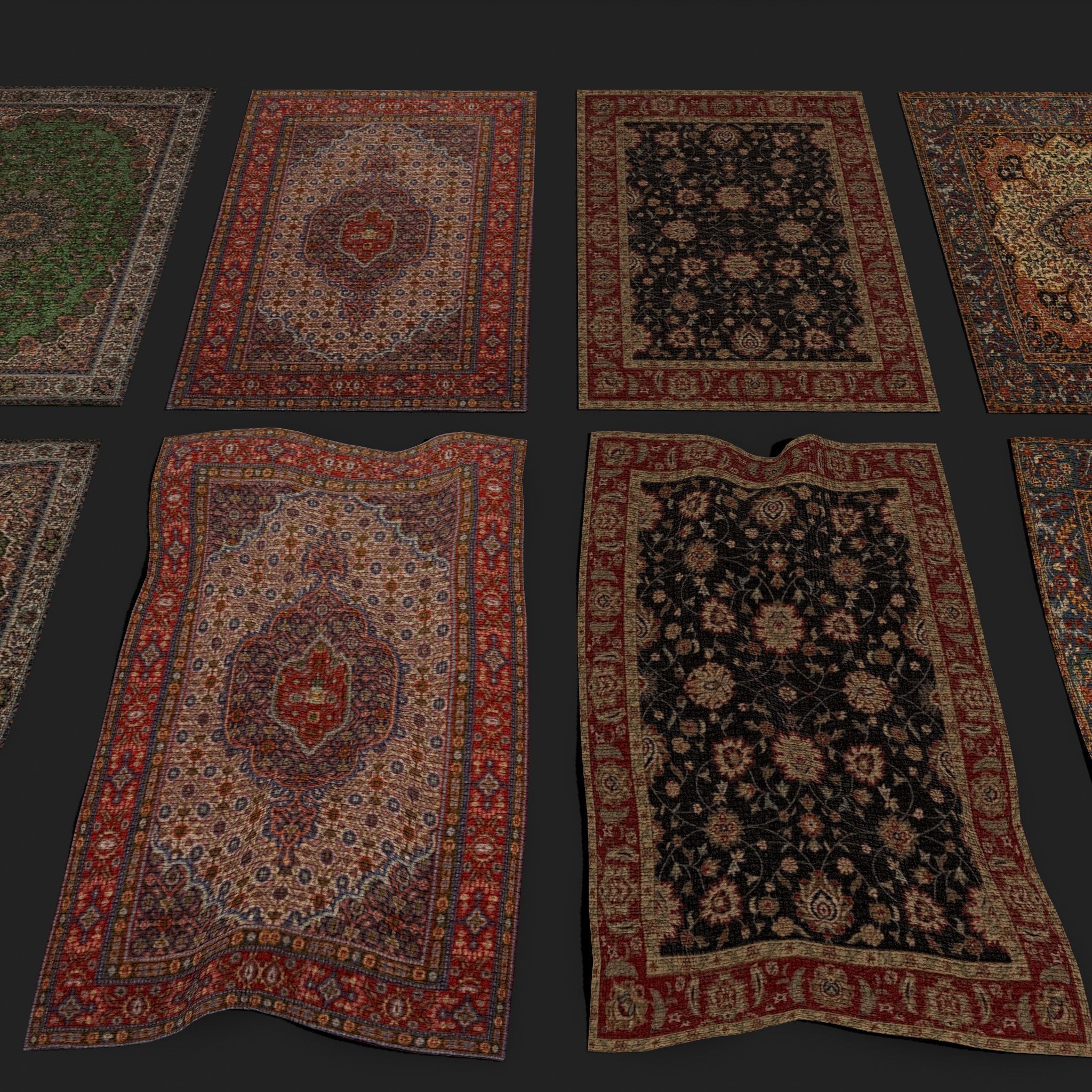  Four Highly Detailed Medieval Style Tapestries 3D Model Collection_8