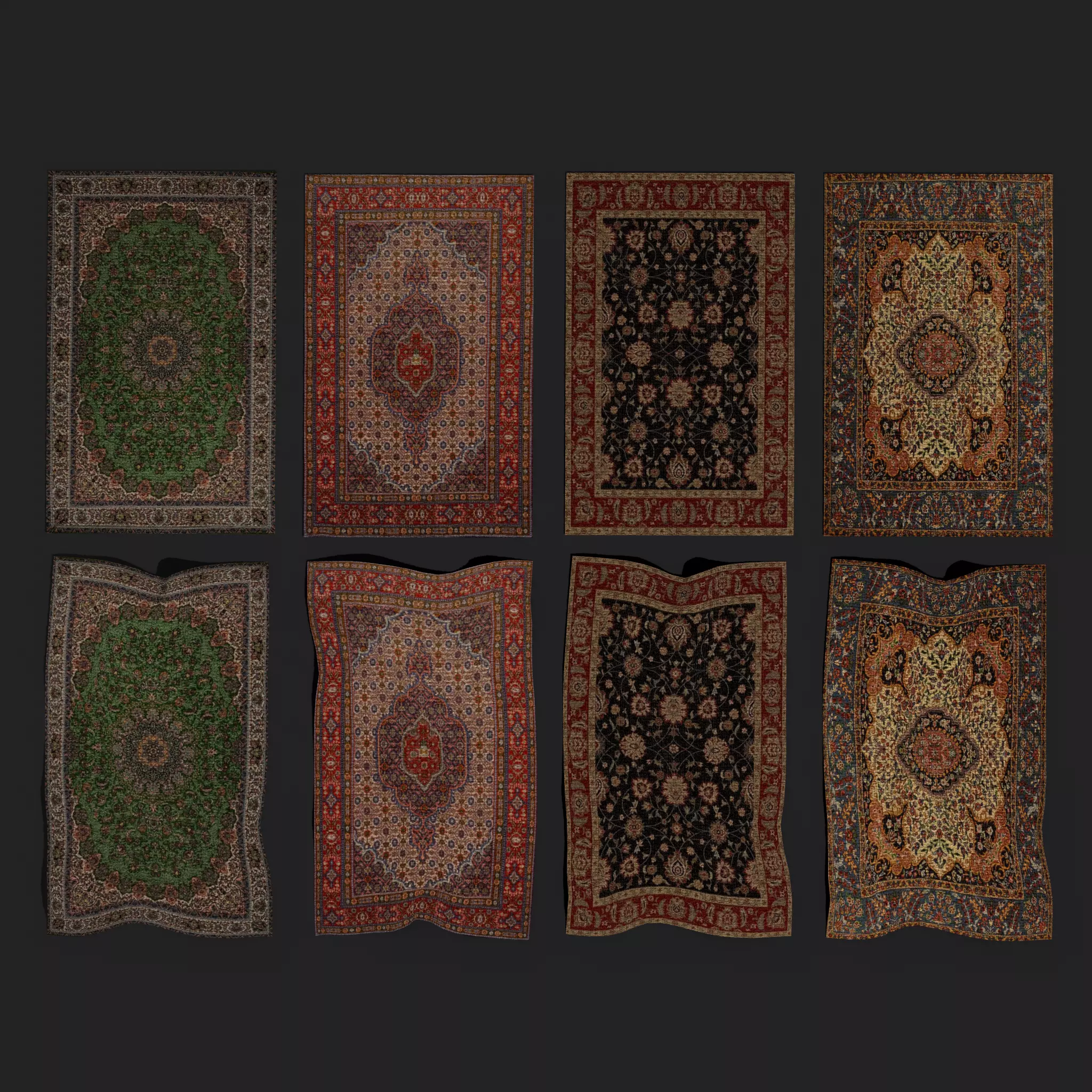  Four Highly Detailed Medieval Style Tapestries 3D Model Collection_0