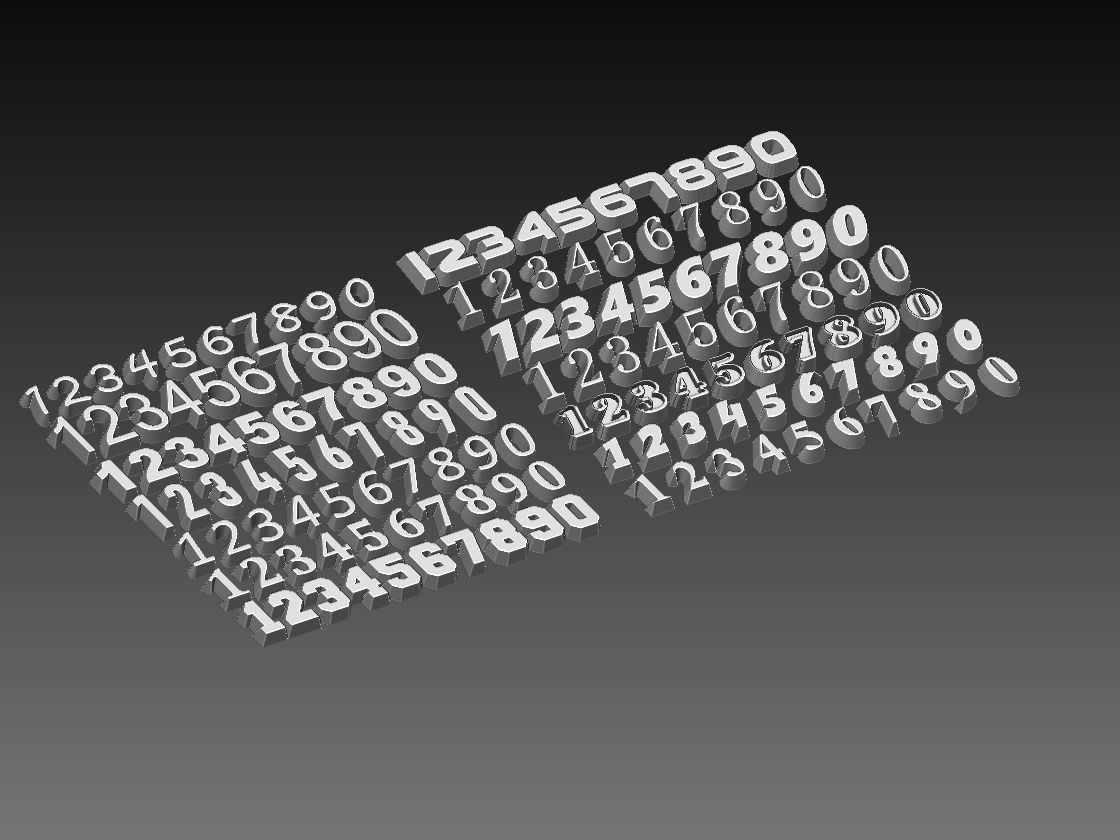 NUMBER set of metal numbers 3D print model_3