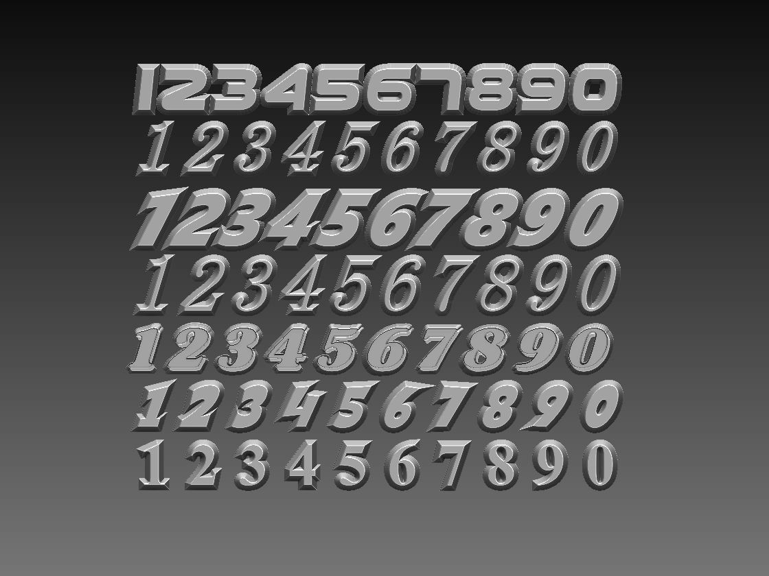 NUMBER set of metal numbers 3D print model_1